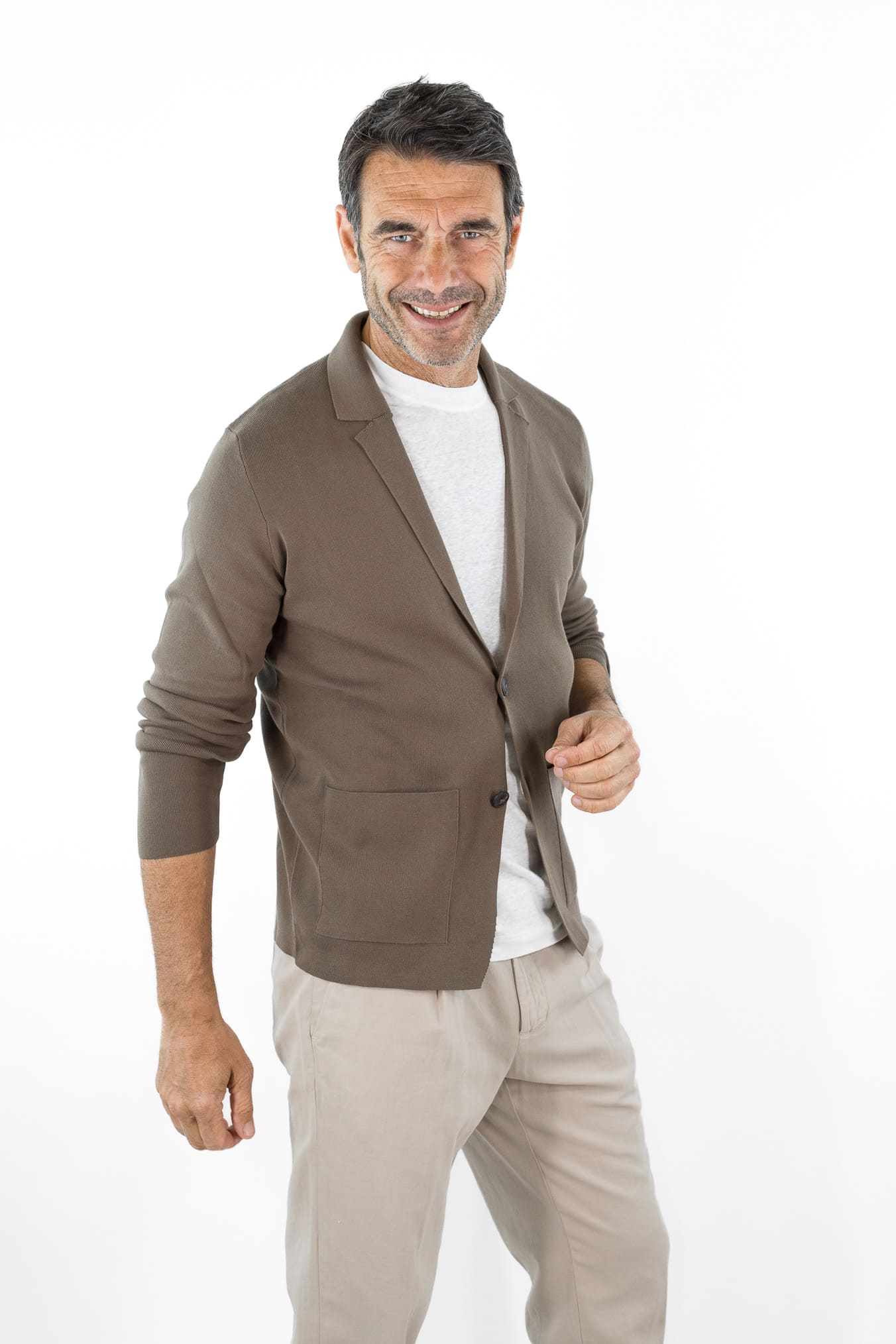 GUARINO Giacca Maglia Jersey Cotone Marrone