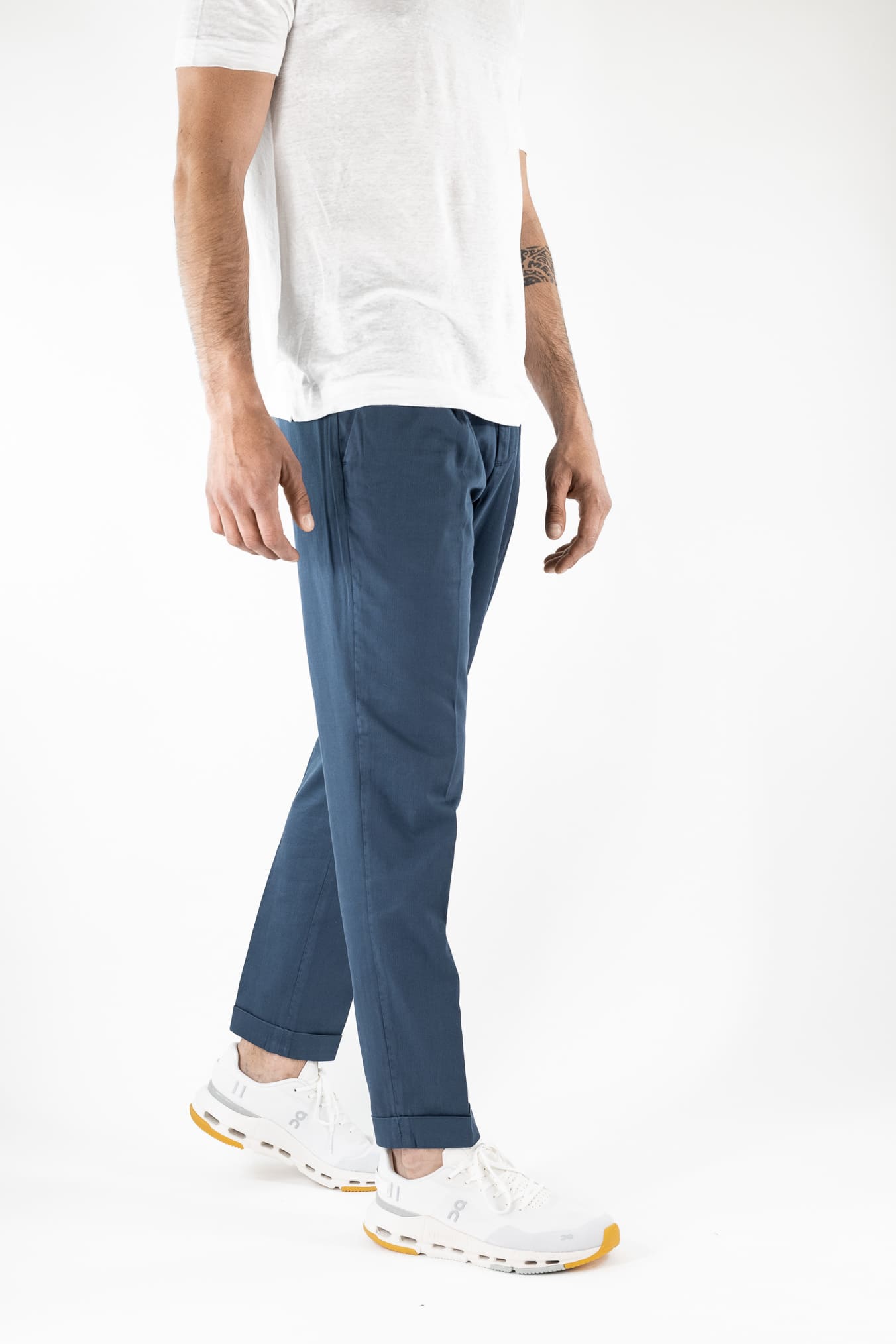 HINDUSTRIE Pantaloni Micro Spigato Cotone Blu
