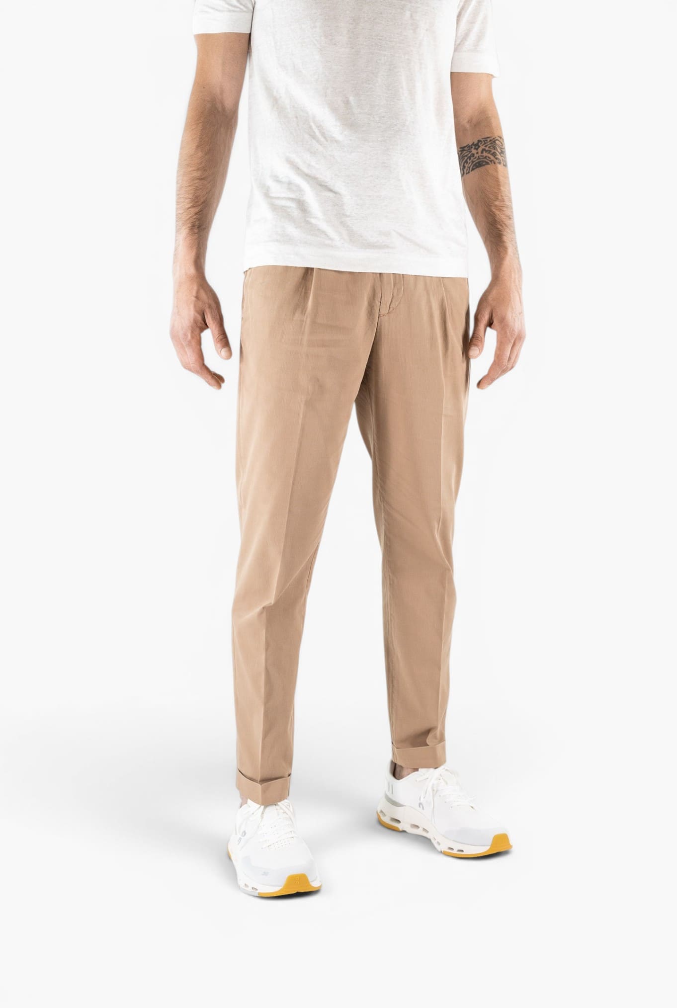 HINDUSTRIE Pantaloni Micro Spigato Cotone Biscotto