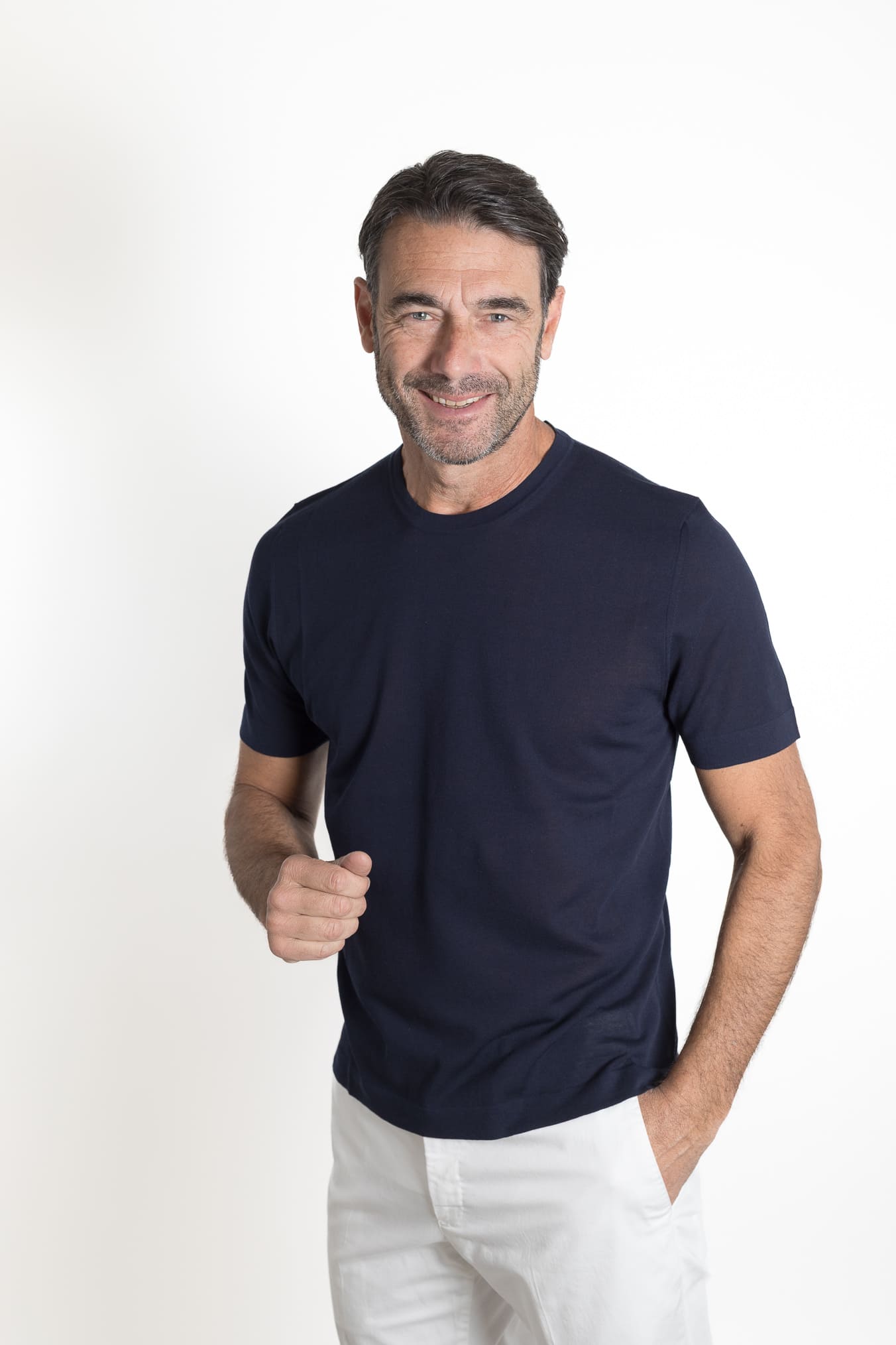 HINDUSTRIE T-Shirt Cotone Crepe Blu Navy