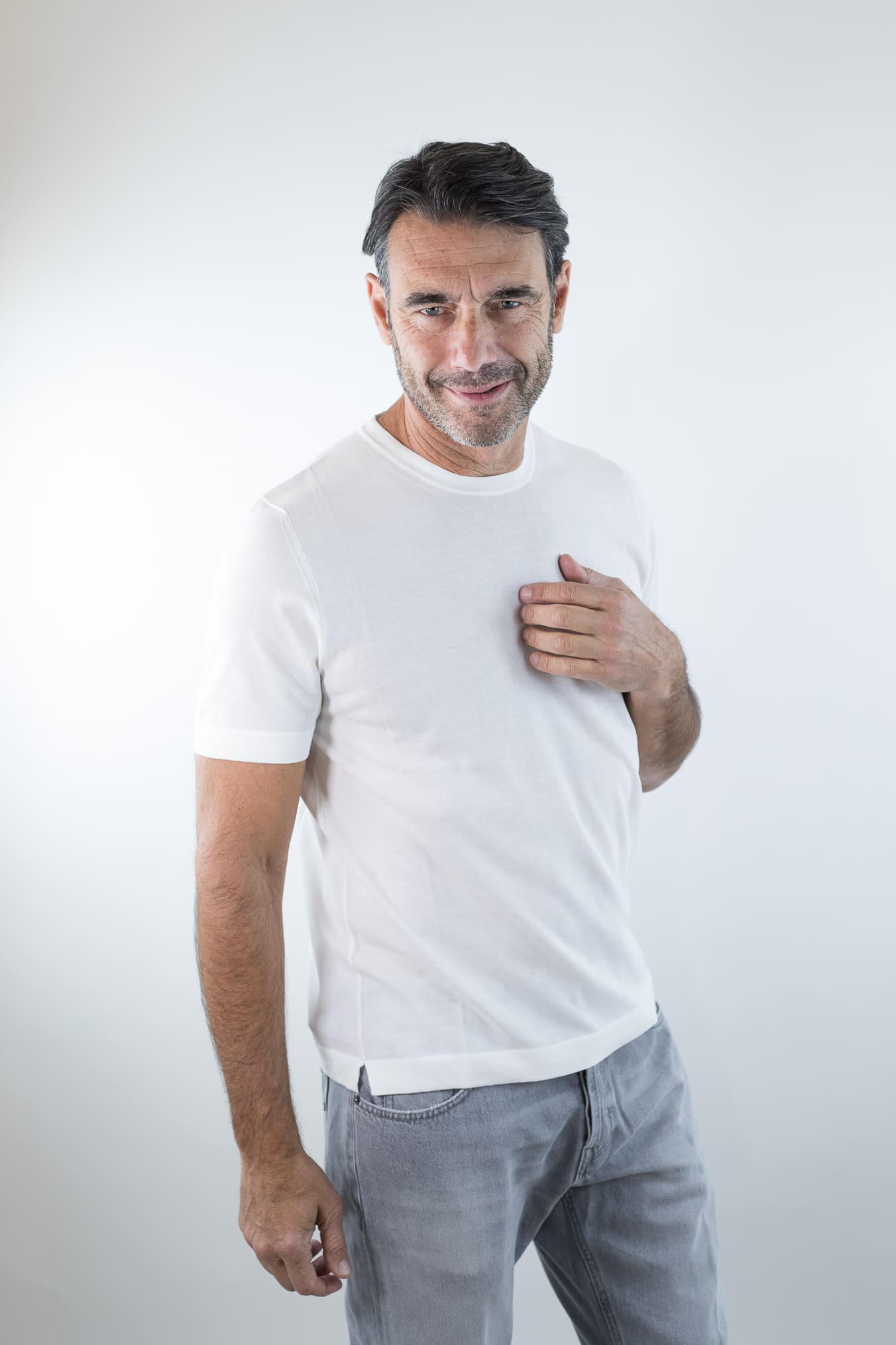 HINDUSTRIE T-Shirt Cotone Crepe Bianco