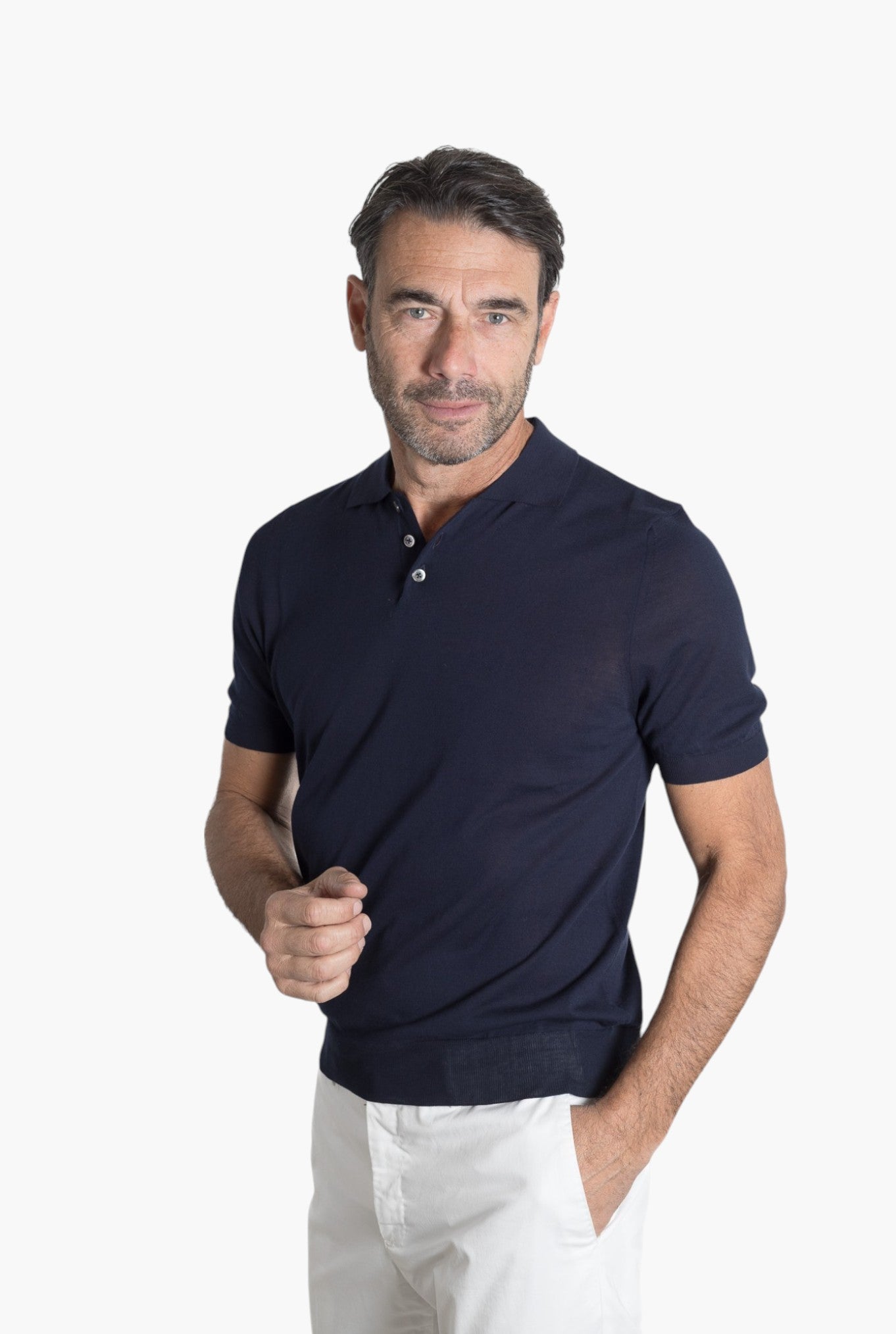 HINDUSTRIE Polo Cotone Crepe Blu Navy