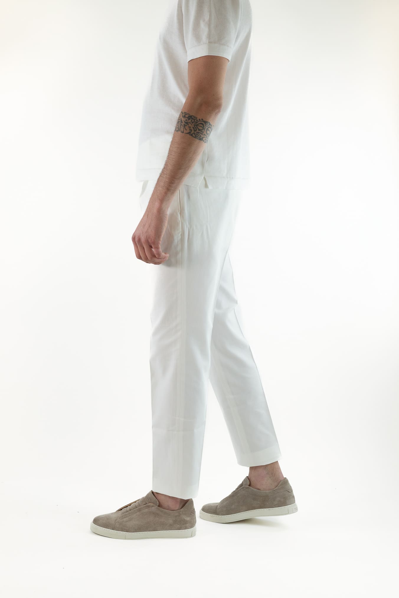 HINDUSTRIE Pantaloni Cotone Crepe Bianco