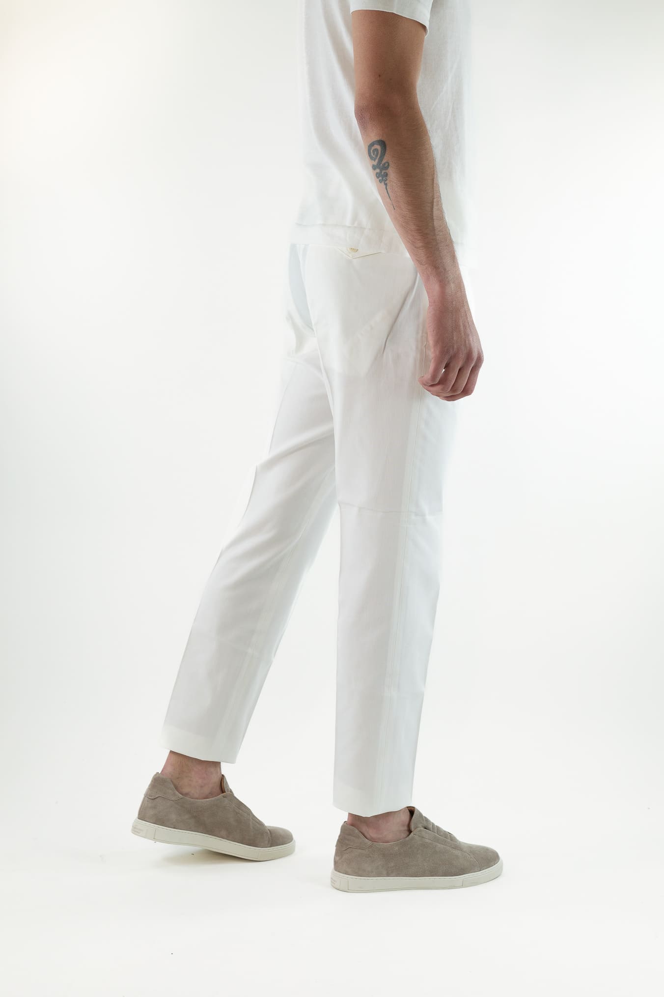 HINDUSTRIE Pantaloni Cotone Crepe Bianco