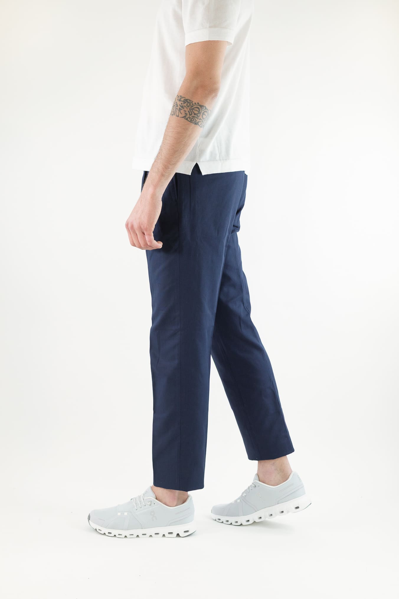 HINDUSTRIE Pantaloni Cotone Crepe Blu Navy