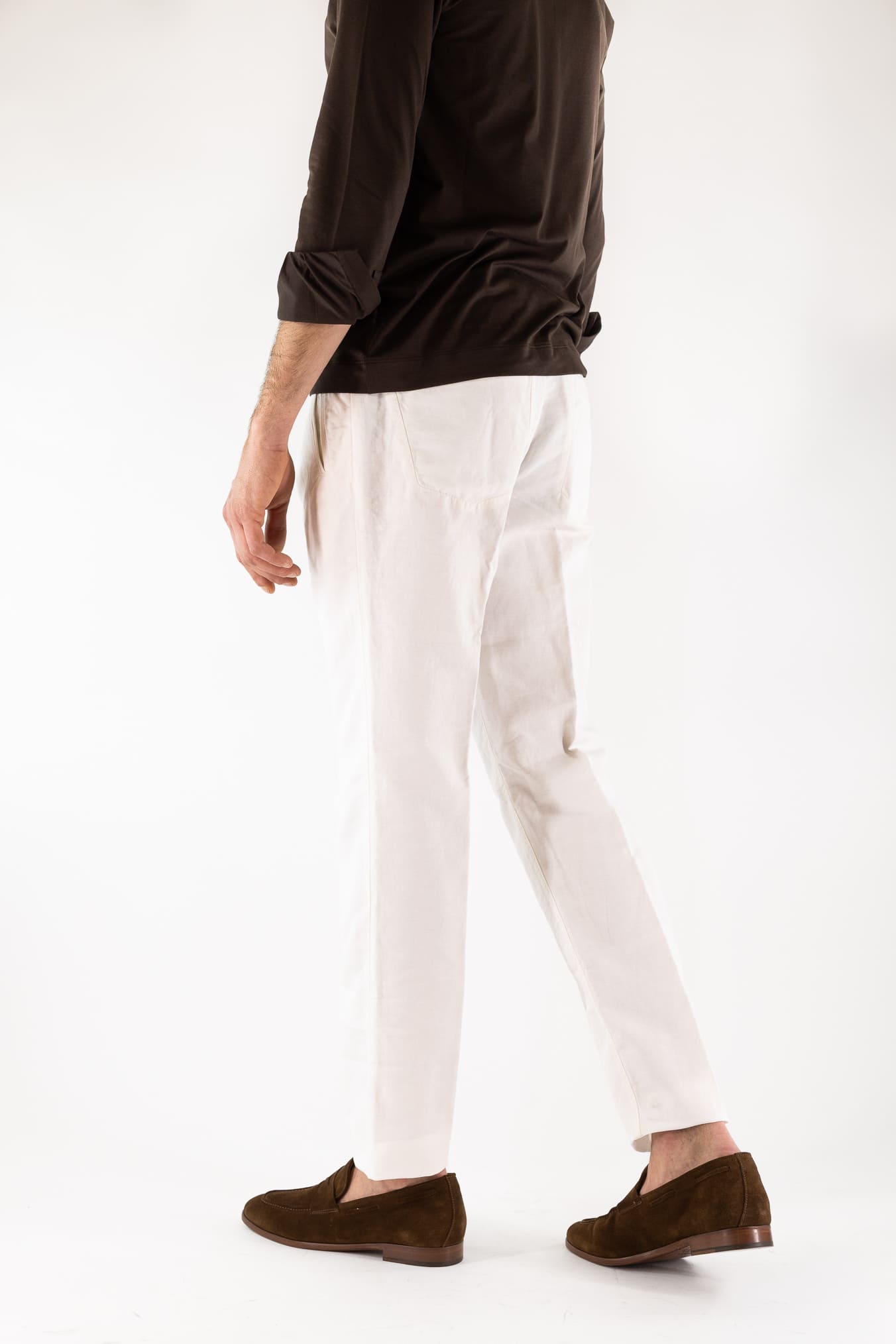 INCOTEX Pantaloni Sartoriali Lino Cotone Bianco