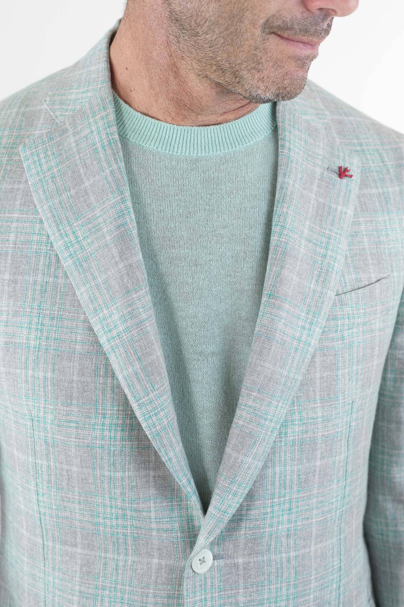 ISAIA Giacca Principe di Galles Verde Isaia