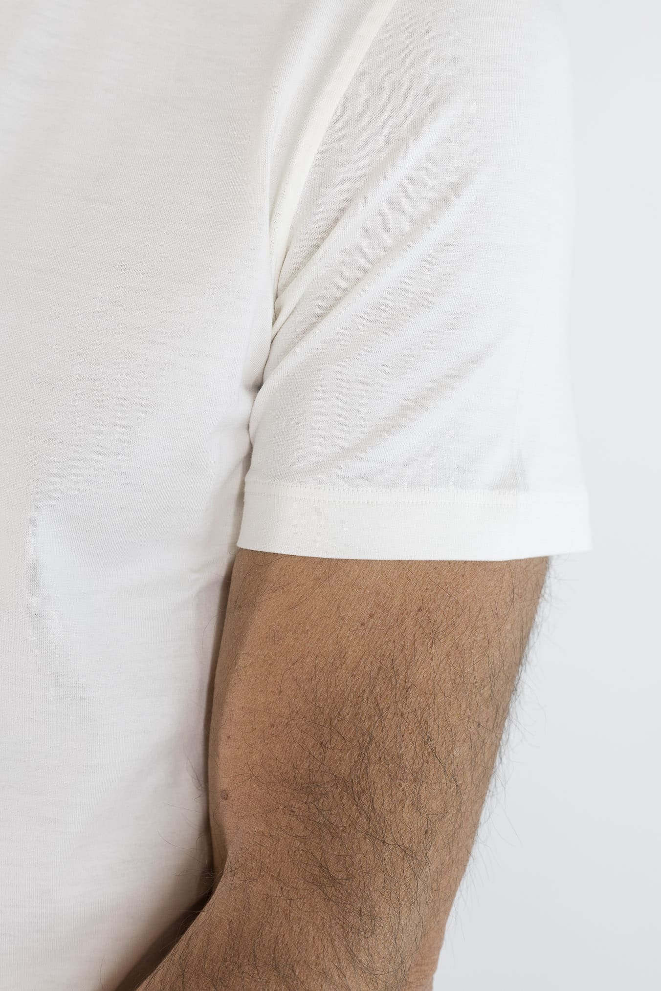 ISAIA T-Shirt Seta e Cotone Bianco