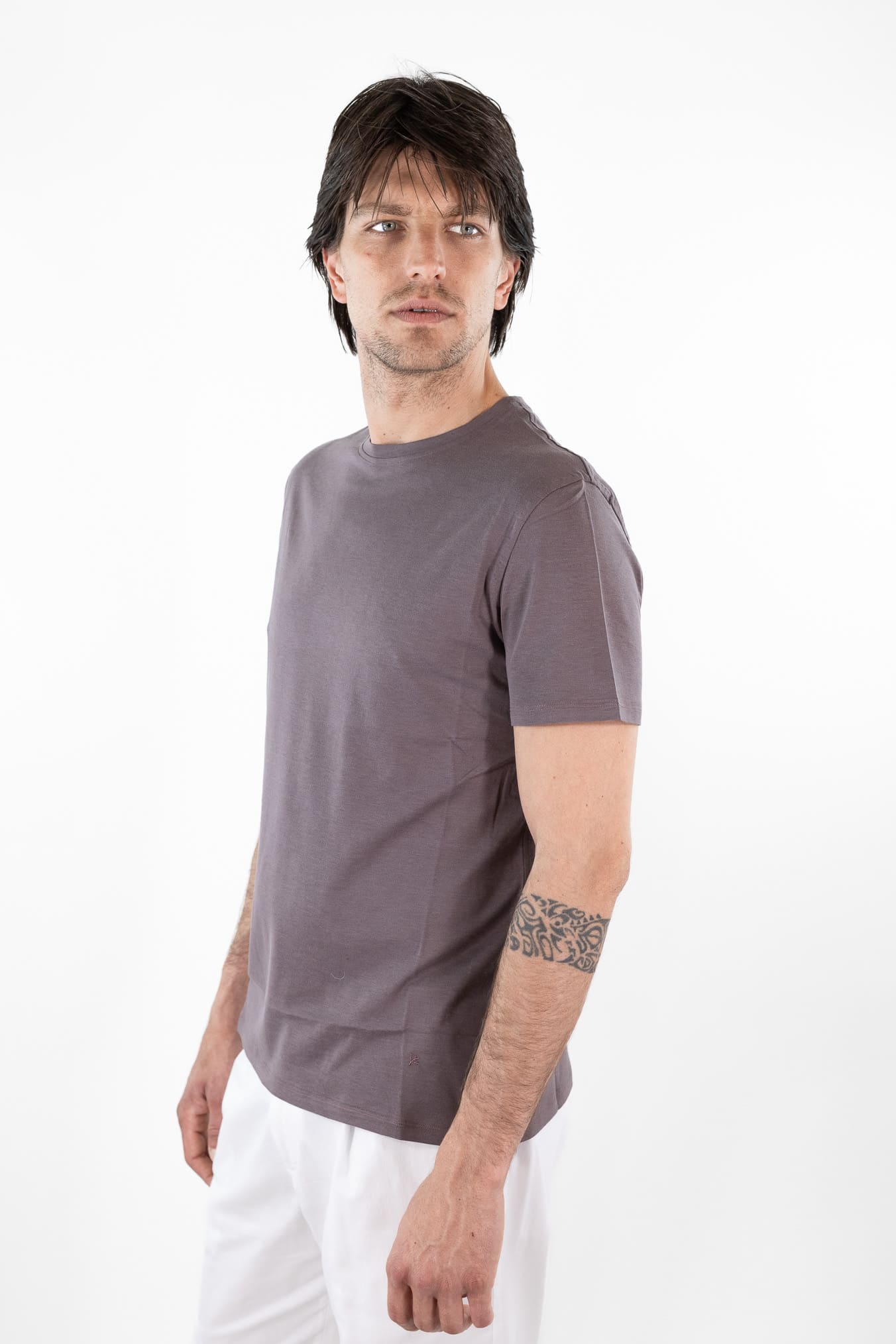 ISAIA T-Shirt Seta e Cotone Cioccolato