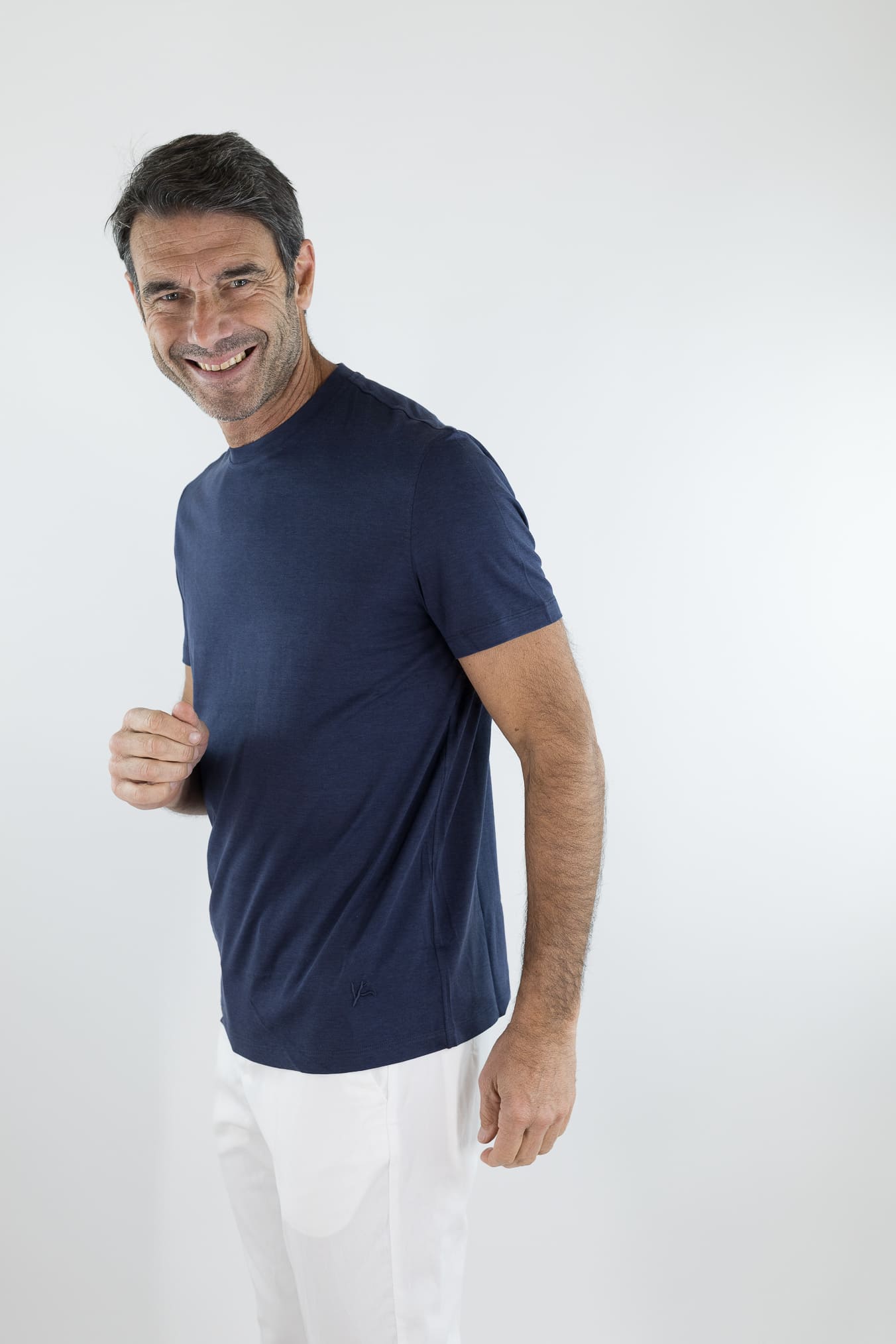 ISAIA T-Shirt Seta e Cotone Blu