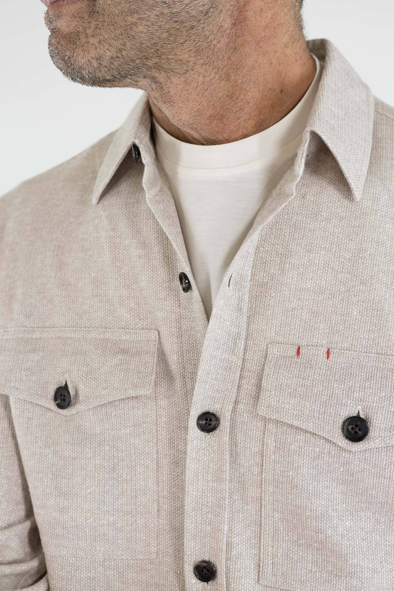 ISAIA Overshirt Lino Cotone Beige Mélange