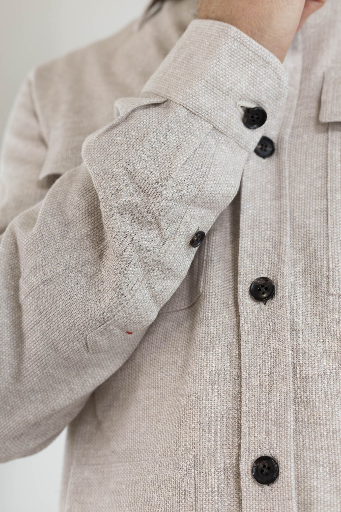 ISAIA Overshirt Lino Cotone Beige Mélange