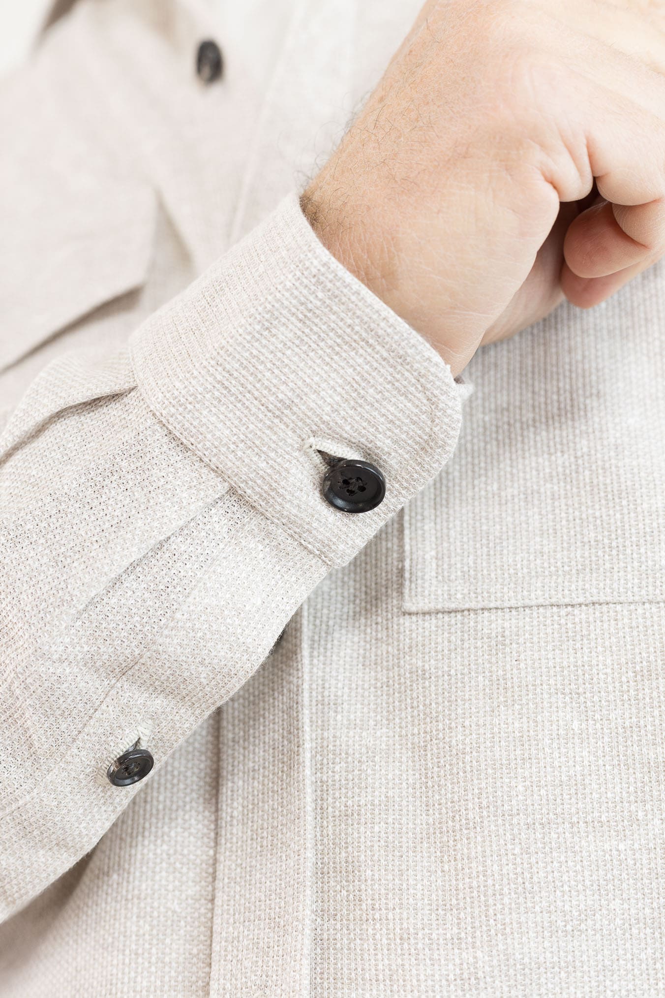 ISAIA Overshirt Lino Cotone Beige Mélange