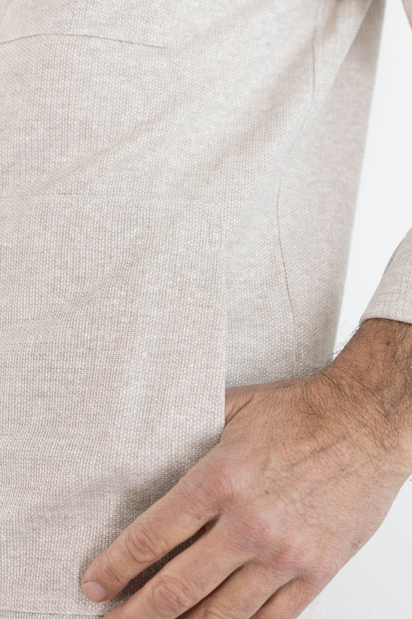 ISAIA Overshirt Lino Cotone Beige Mélange