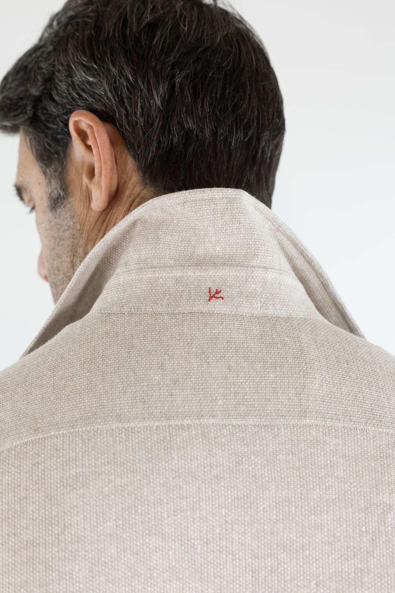 ISAIA Overshirt Lino Cotone Beige Mélange