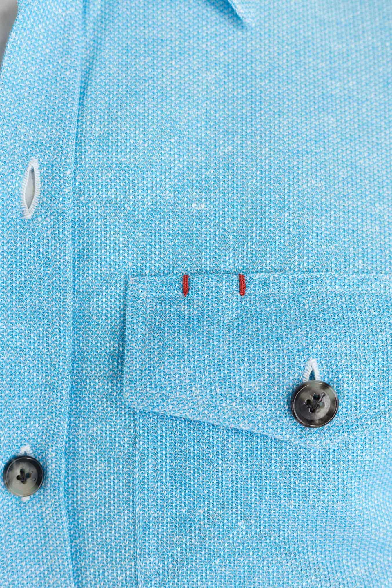 ISAIA Overshirt Lino Cotone Turchese Mélange