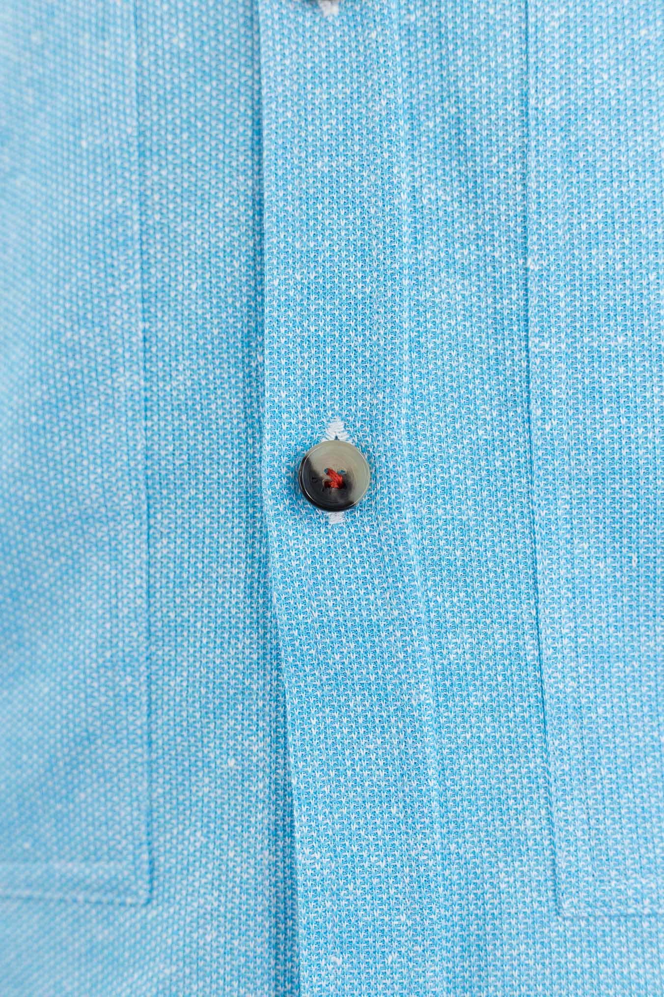 ISAIA Overshirt Lino Cotone Turchese Mélange