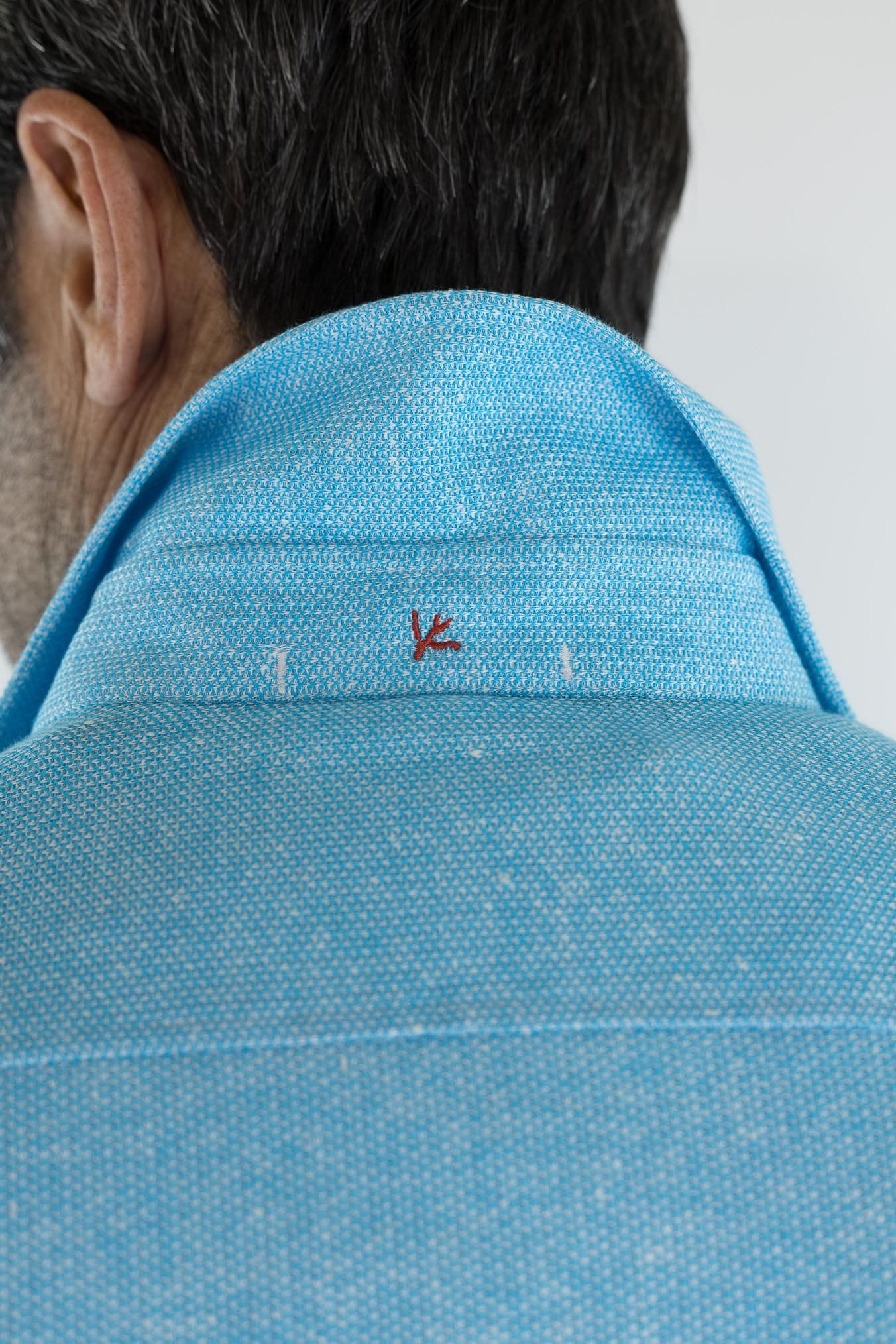 ISAIA Overshirt Lino Cotone Turchese Mélange