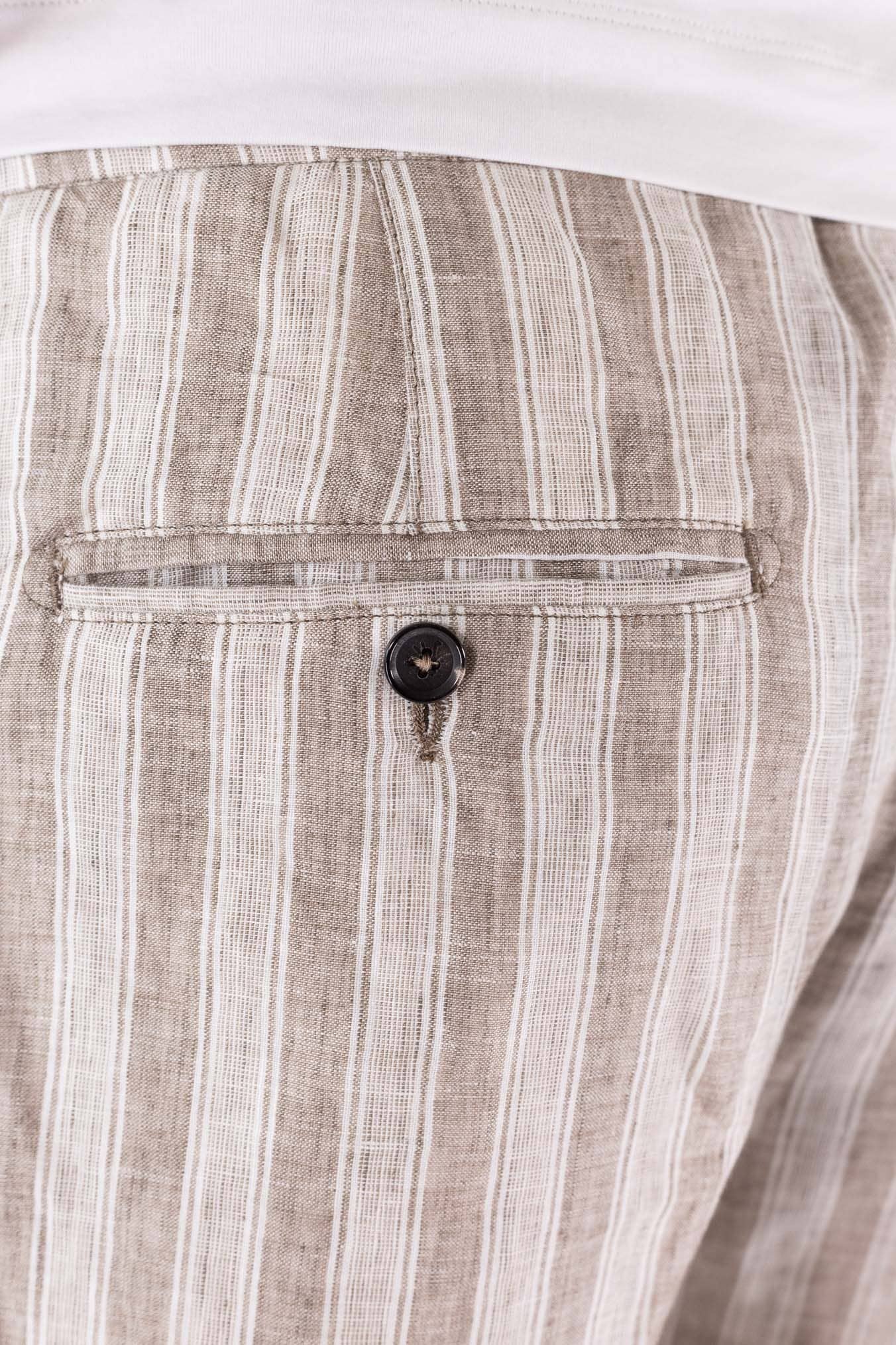 ISAIA Bermuda Lino Righe Beige