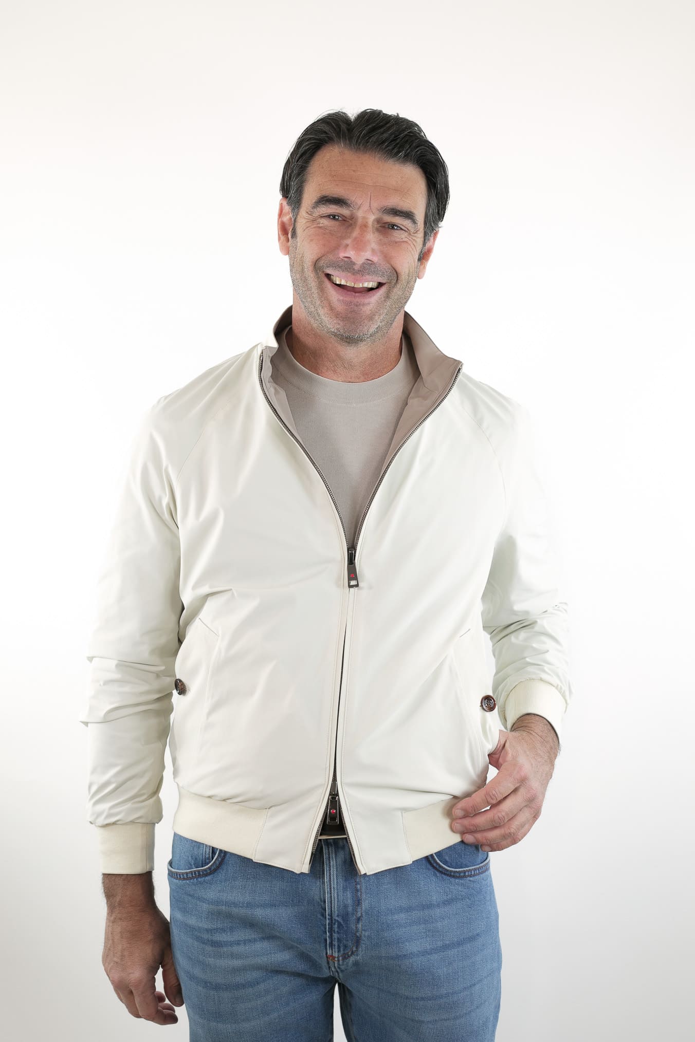 KIRED Giubbino Reversibile Bicolore Beige e Bianco