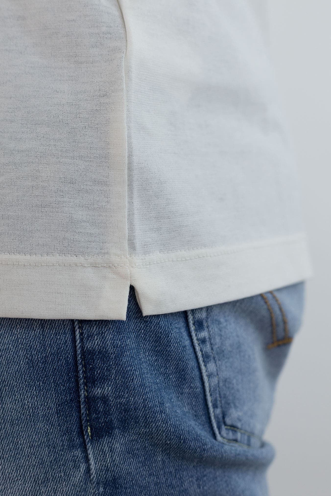 KIRED Polo Maniche Lunghe Cotone Crêpe Bianco