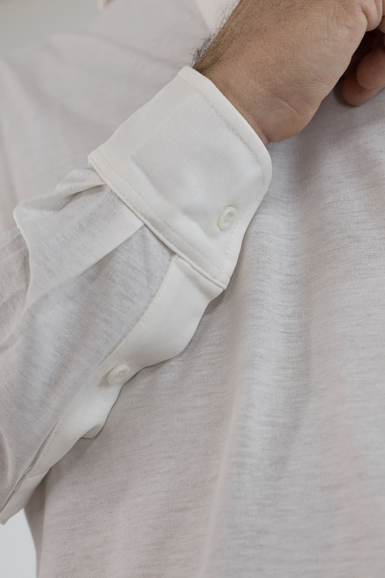 KIRED Polo Maniche Lunghe Cotone Crêpe Bianco