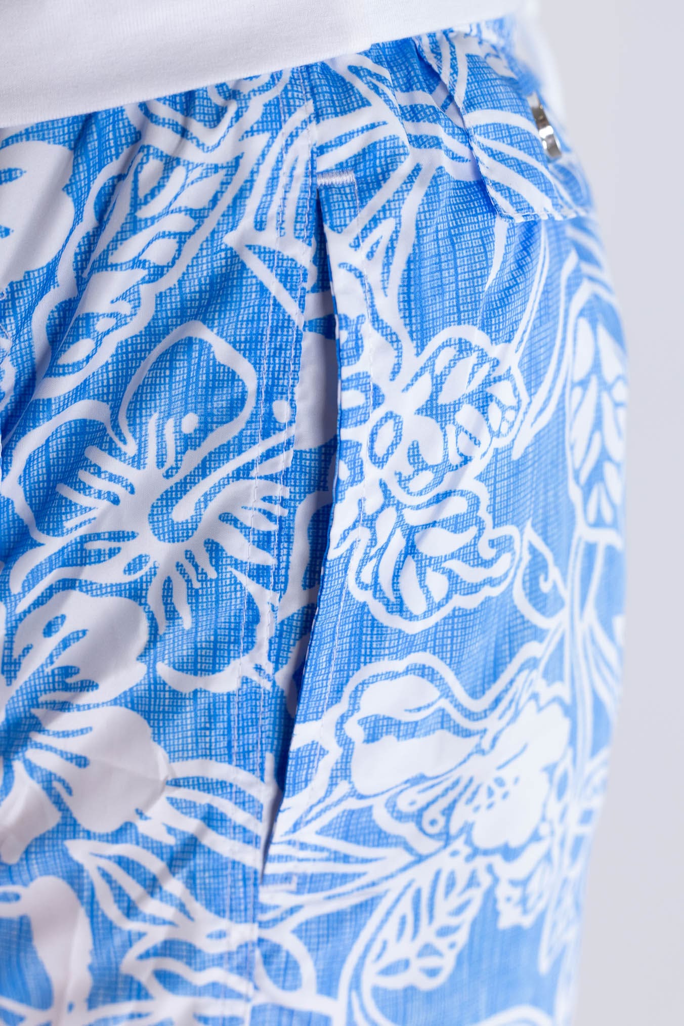 KITON Costume Mare Fantasia Fiori Azzurro