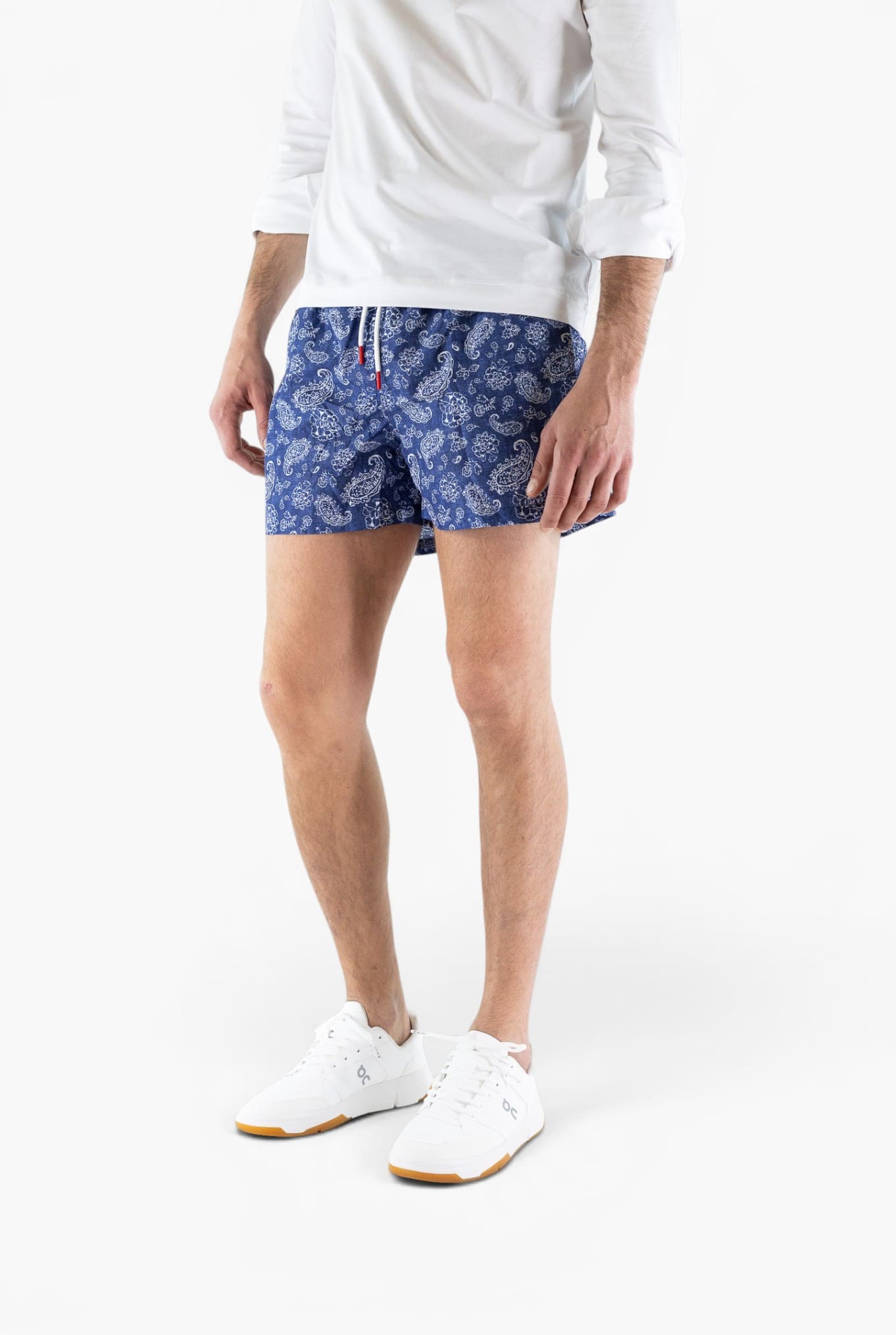 KITON Costume Mare Fantasia Fiori Blu