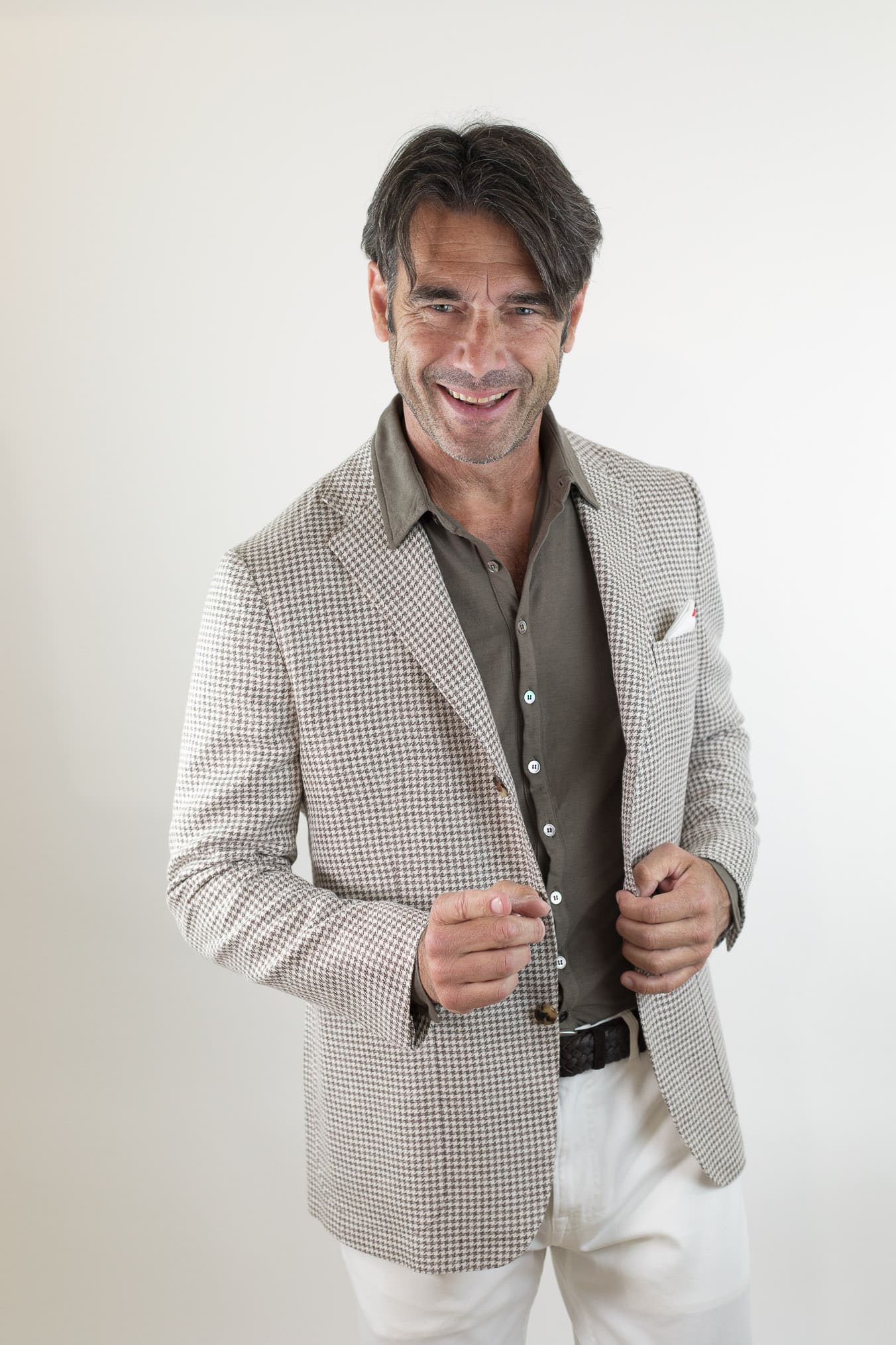 KITON Giacca Pied de Poule Lino Seta Cotone