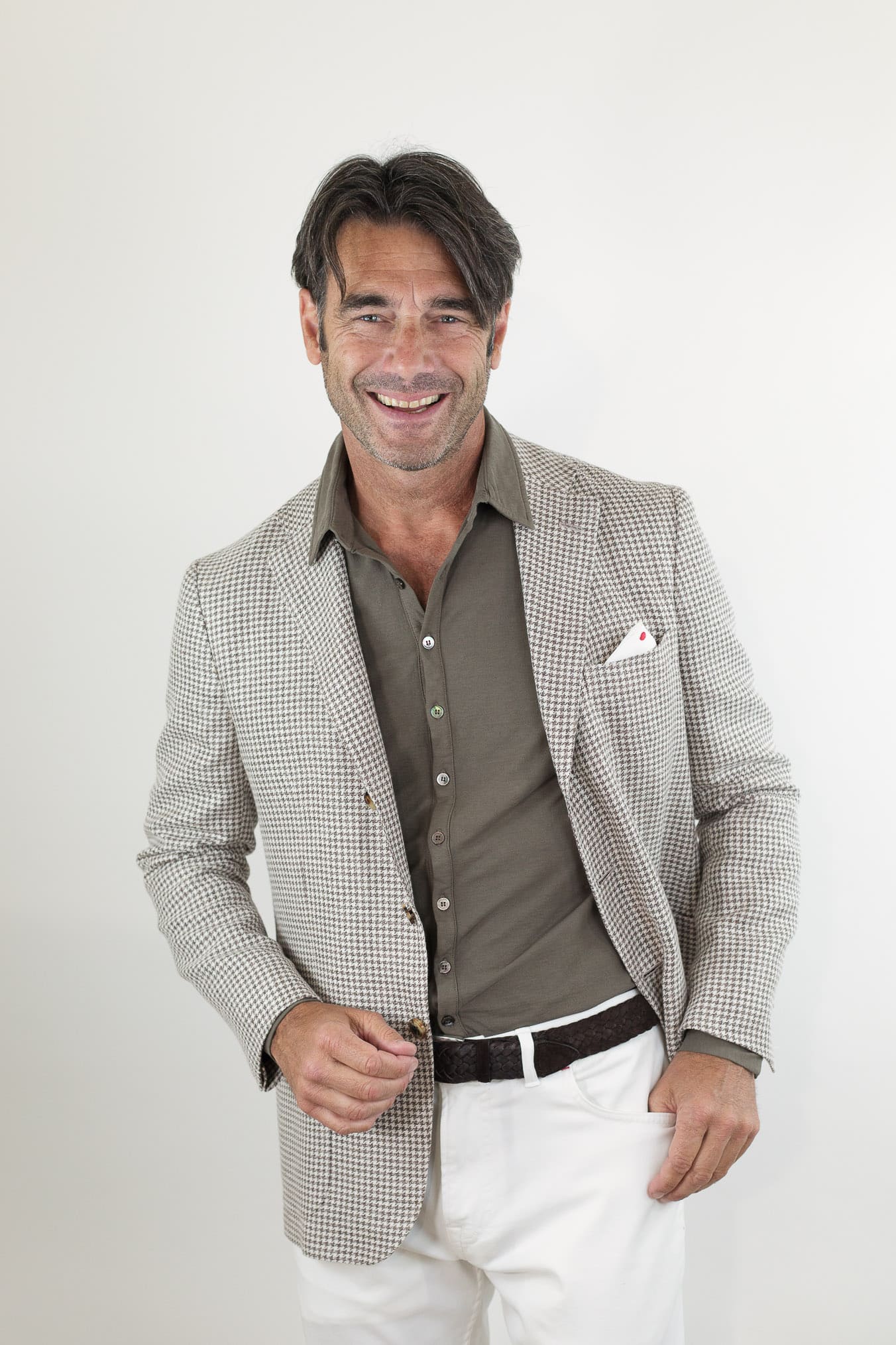 KITON Giacca Pied de Poule Lino Seta Cotone