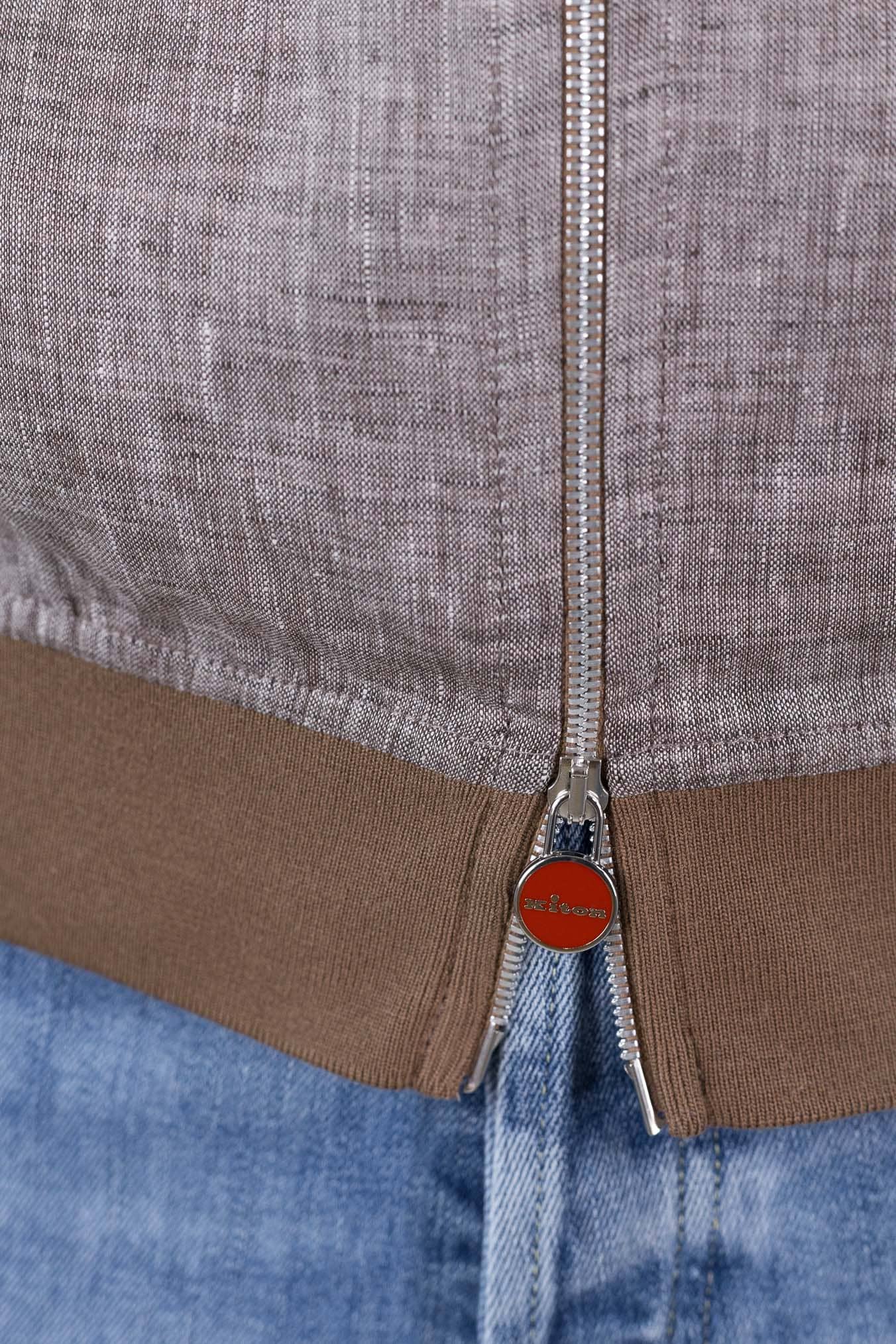 KITON Bomber Superlight Lino Marrone