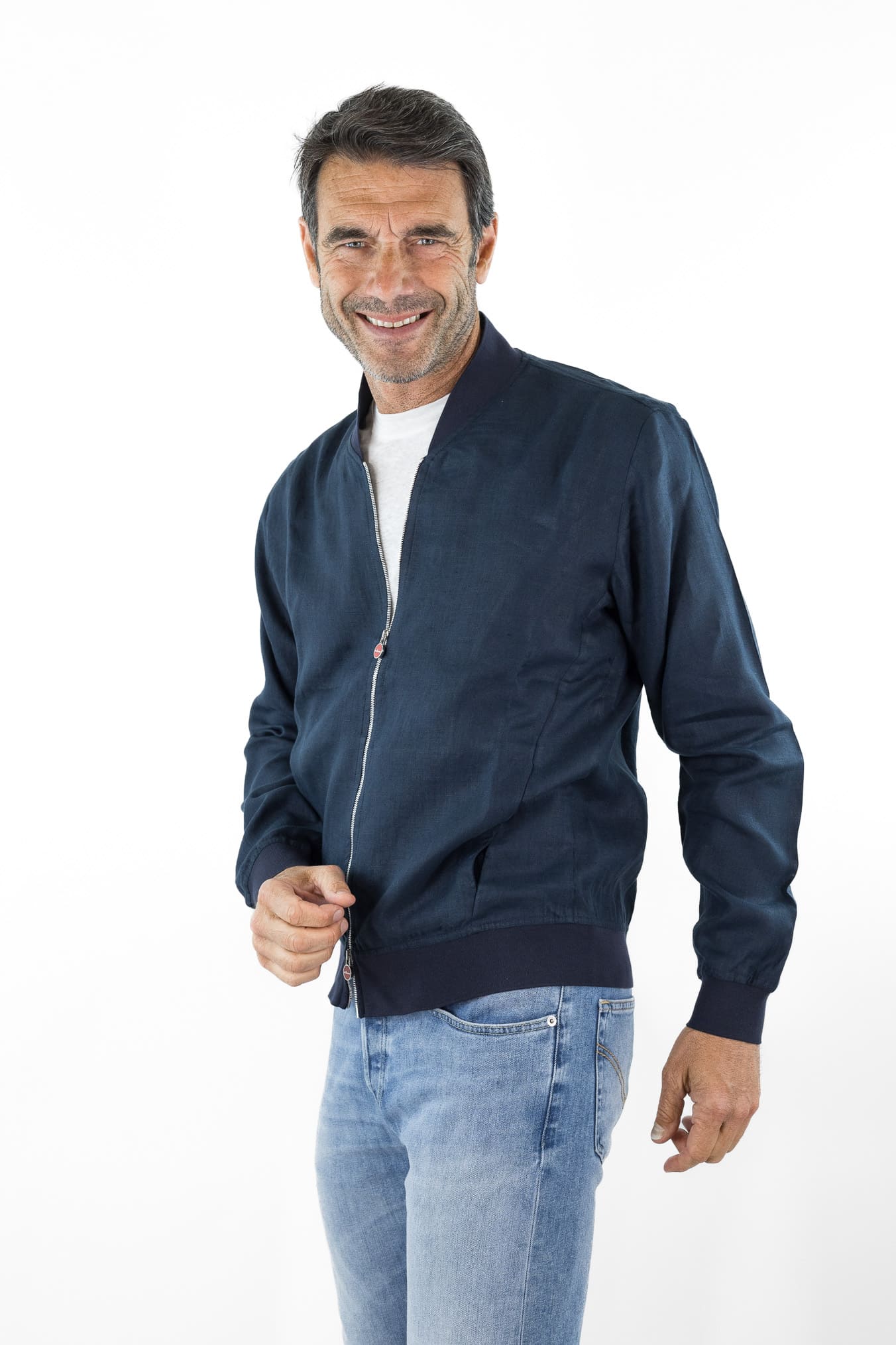 KITON Bomber Superlight Lino Blu Navy