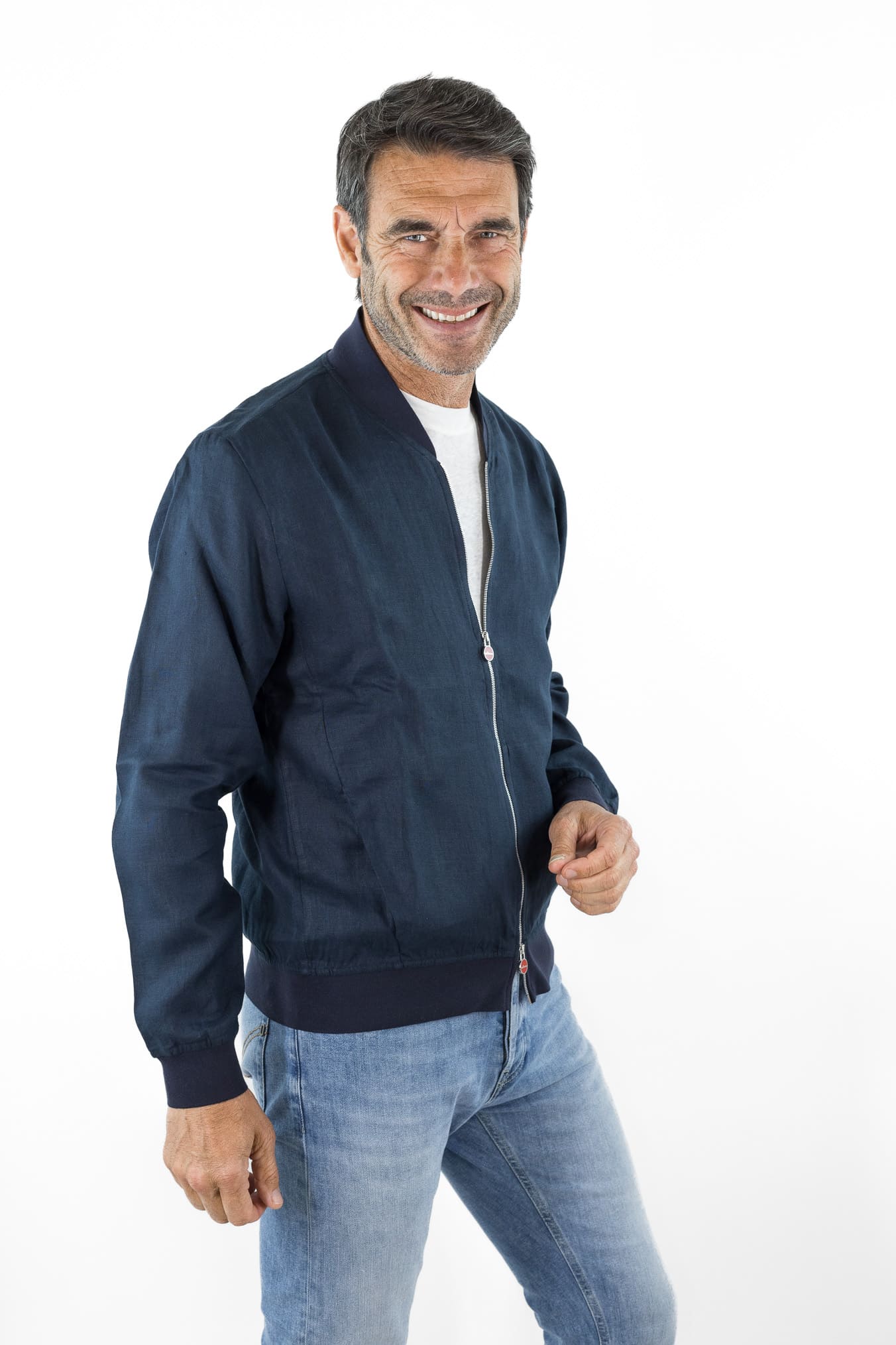 KITON Bomber Superlight Lino Blu Navy