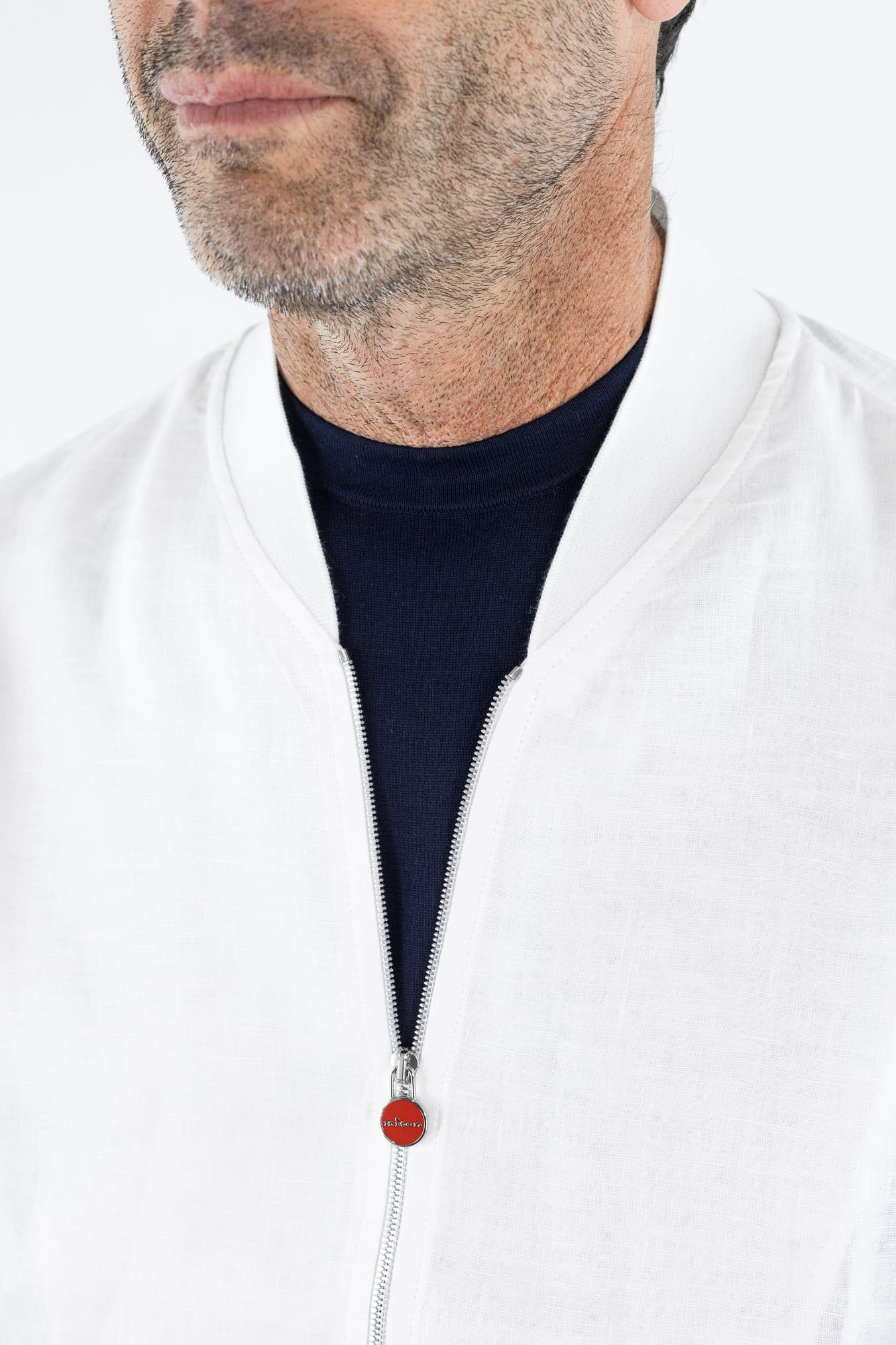 KITON Bomber Superlight Lino Bianco