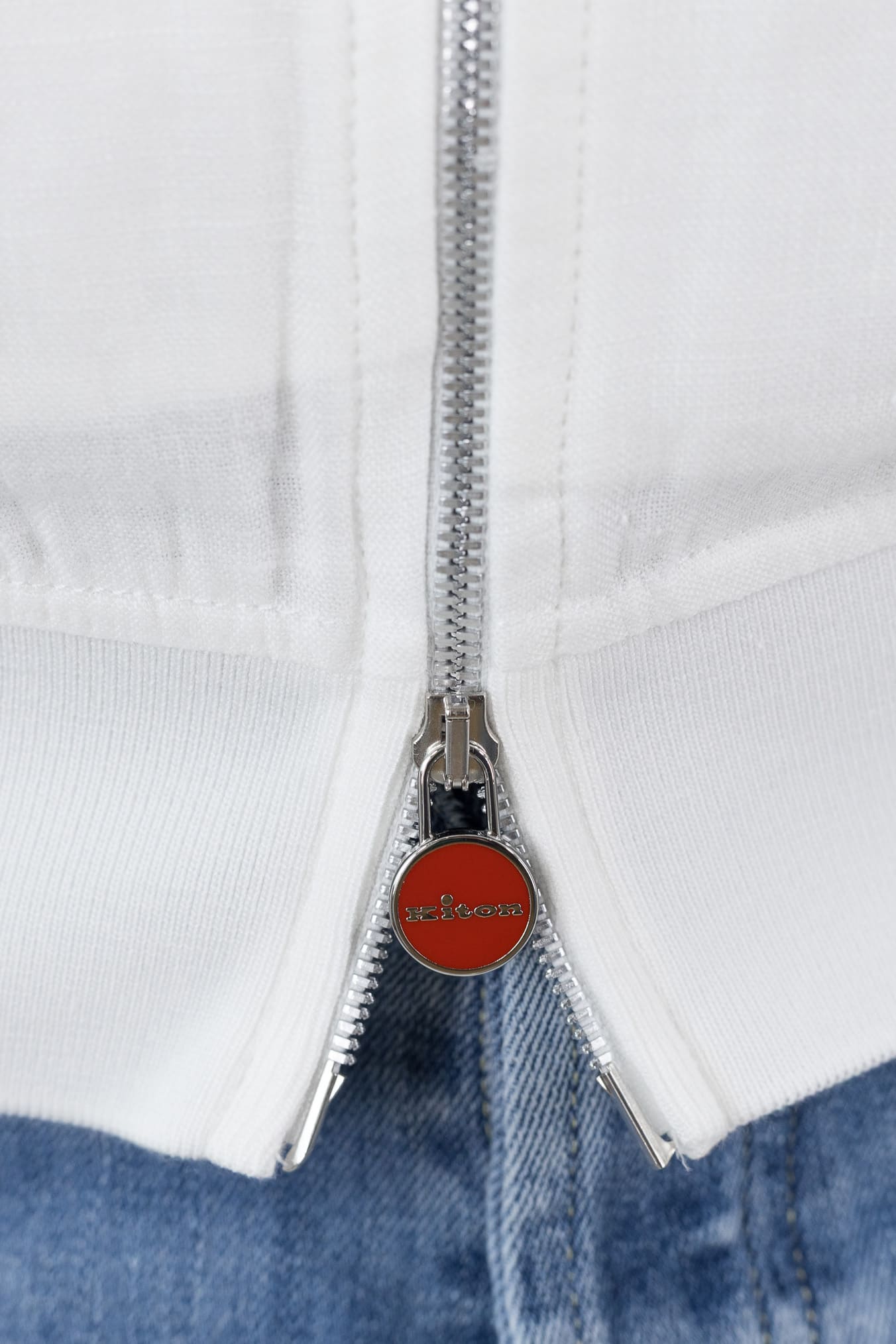 KITON Bomber Superlight Lino Bianco