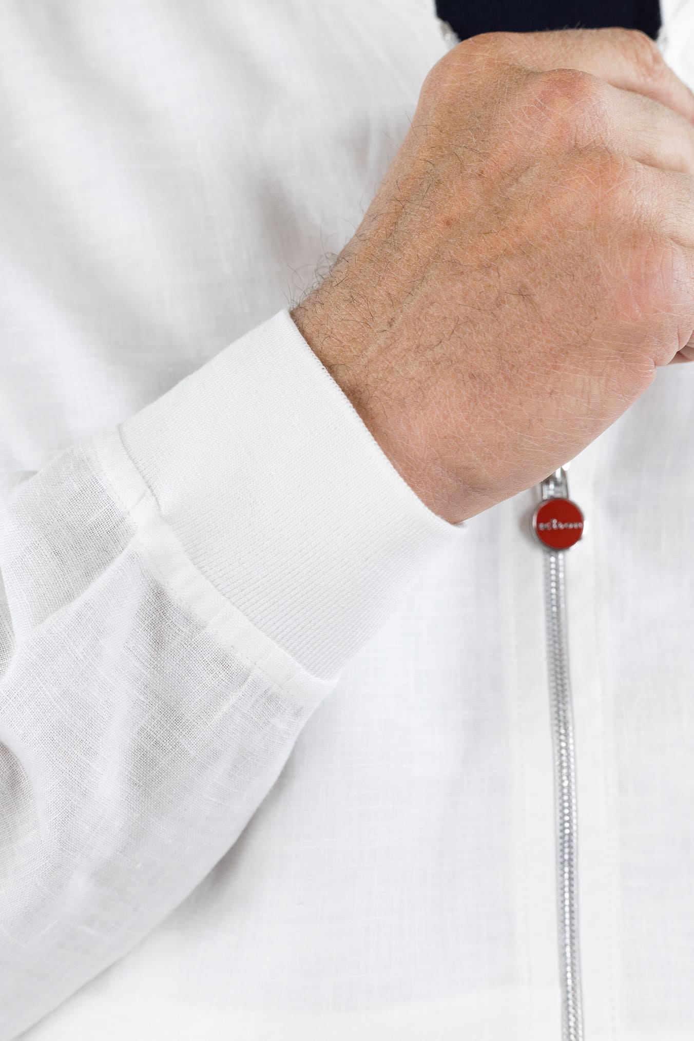 KITON Bomber Superlight Lino Bianco