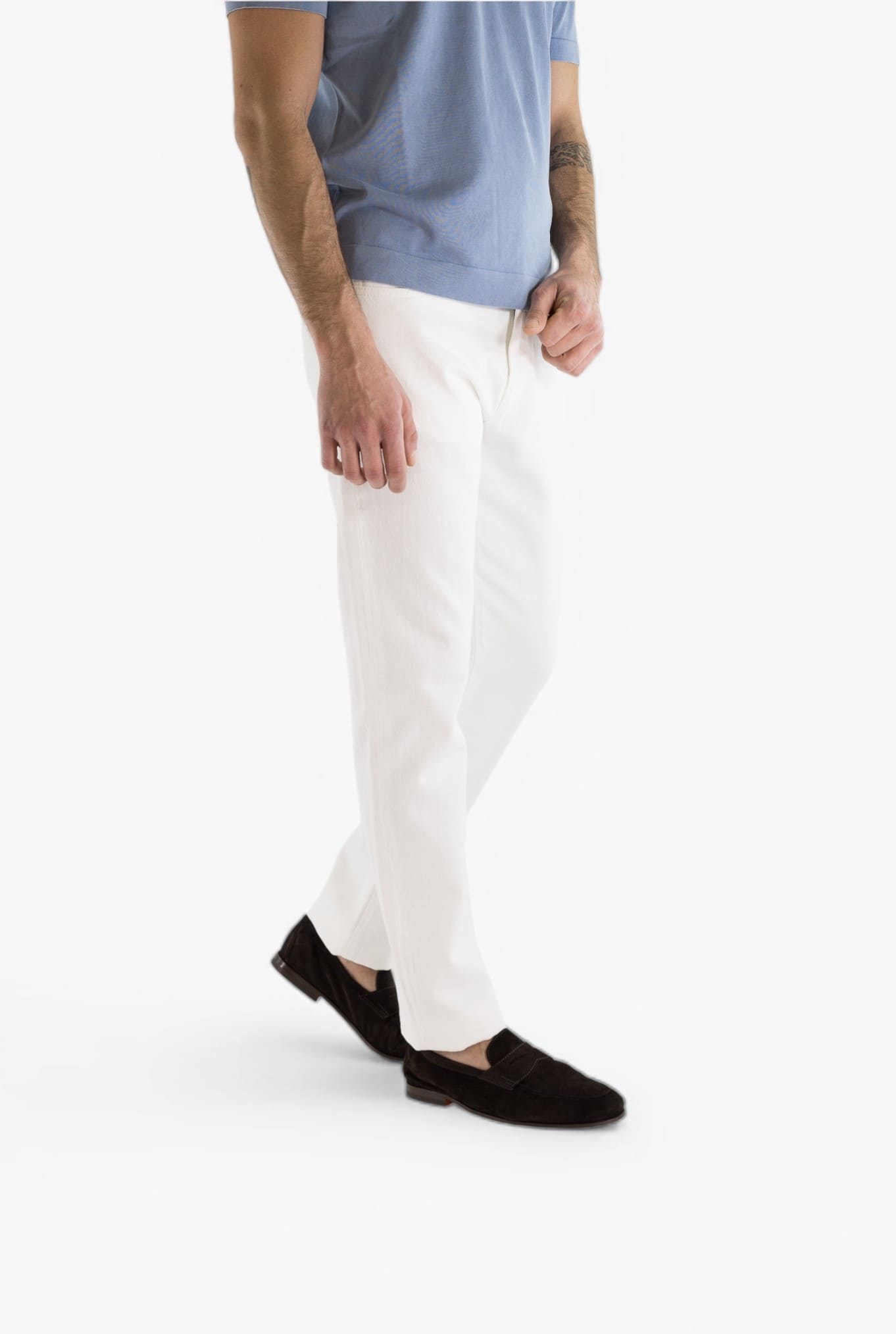 LUCIANO BARBERA Jeans Denim Bianco Regular Fit