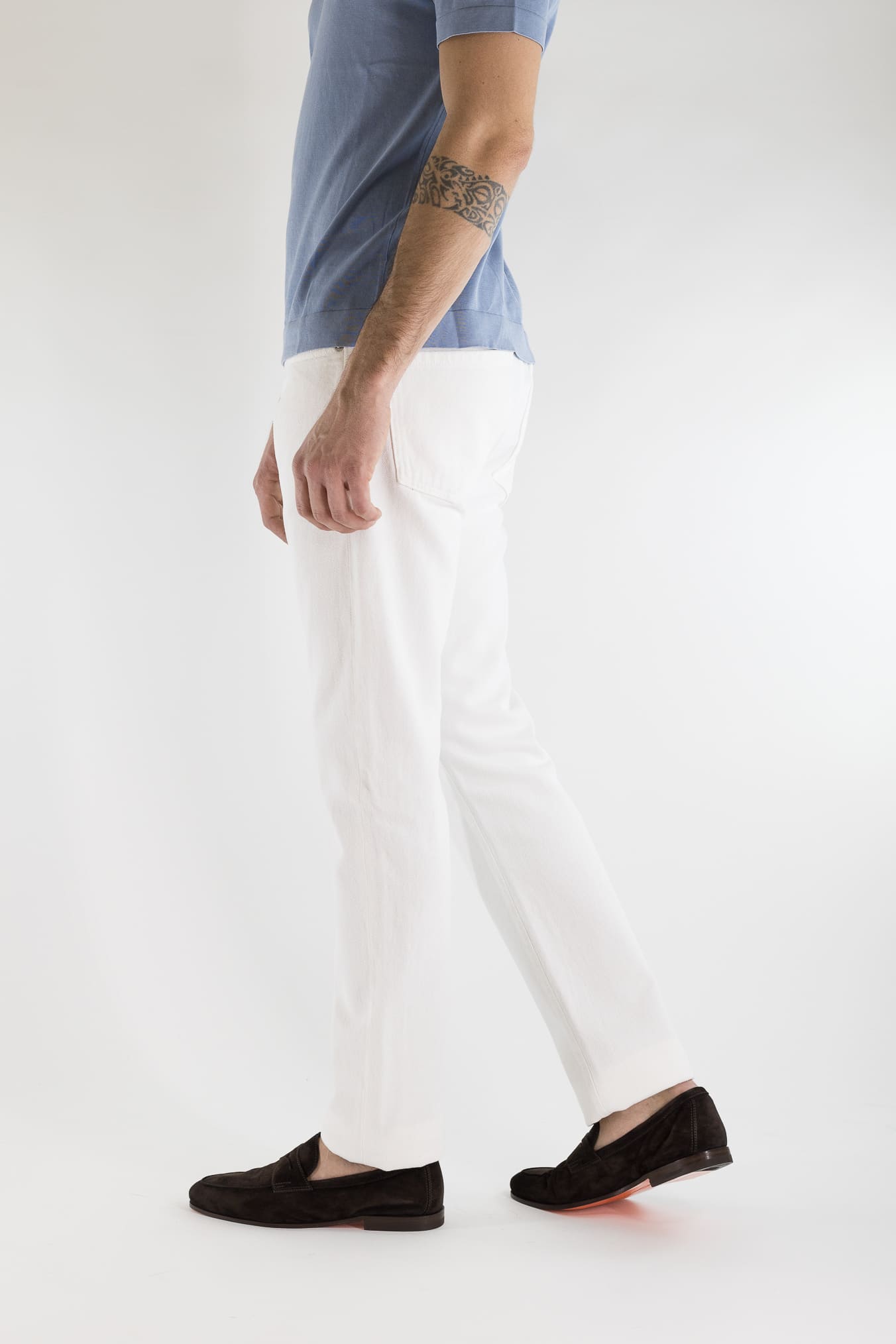 LUCIANO BARBERA Jeans Denim Bianco Regular Fit
