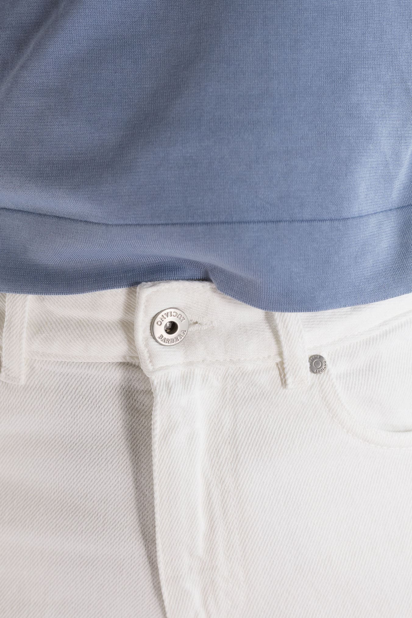 LUCIANO BARBERA Jeans Denim Bianco Regular Fit