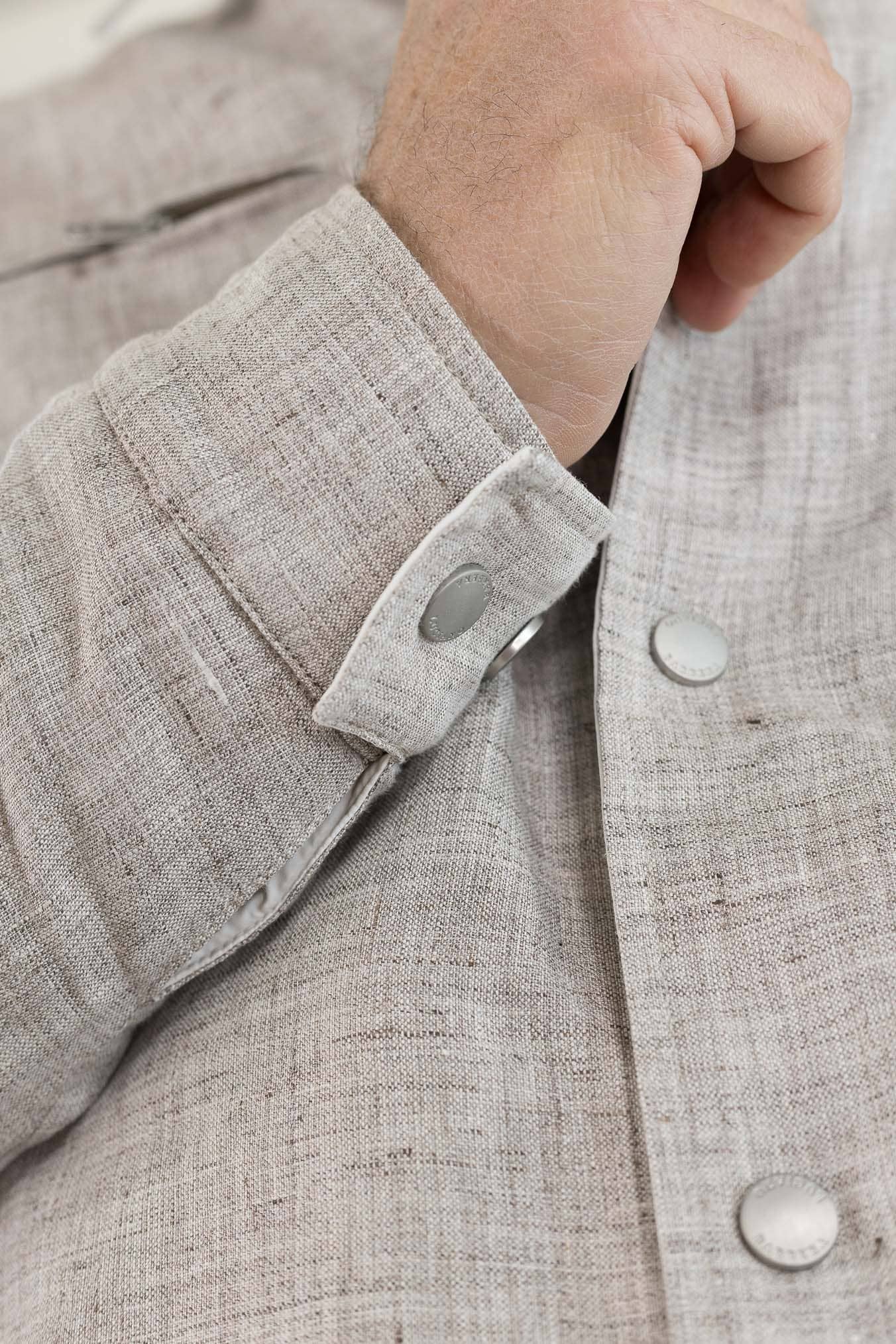 LUCIANO BARBERA Overshirt Reversibile Lino Cashmere Poliestere Bicolore