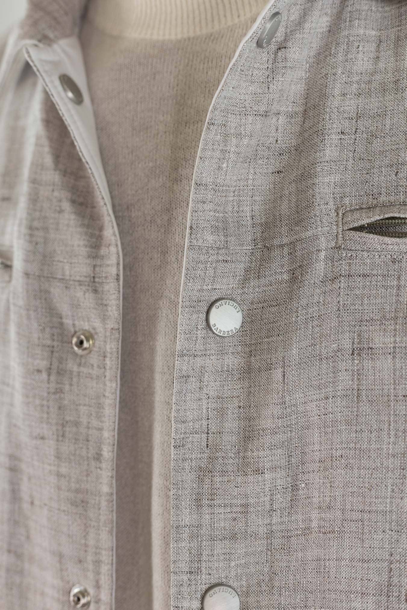 LUCIANO BARBERA Overshirt Reversibile Lino Cashmere Poliestere Bicolore