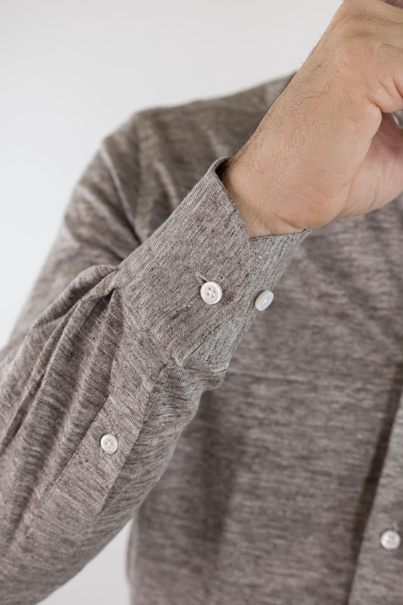 LUCIANO BARBERA Camicia Jersey Lino Tortora Mélange