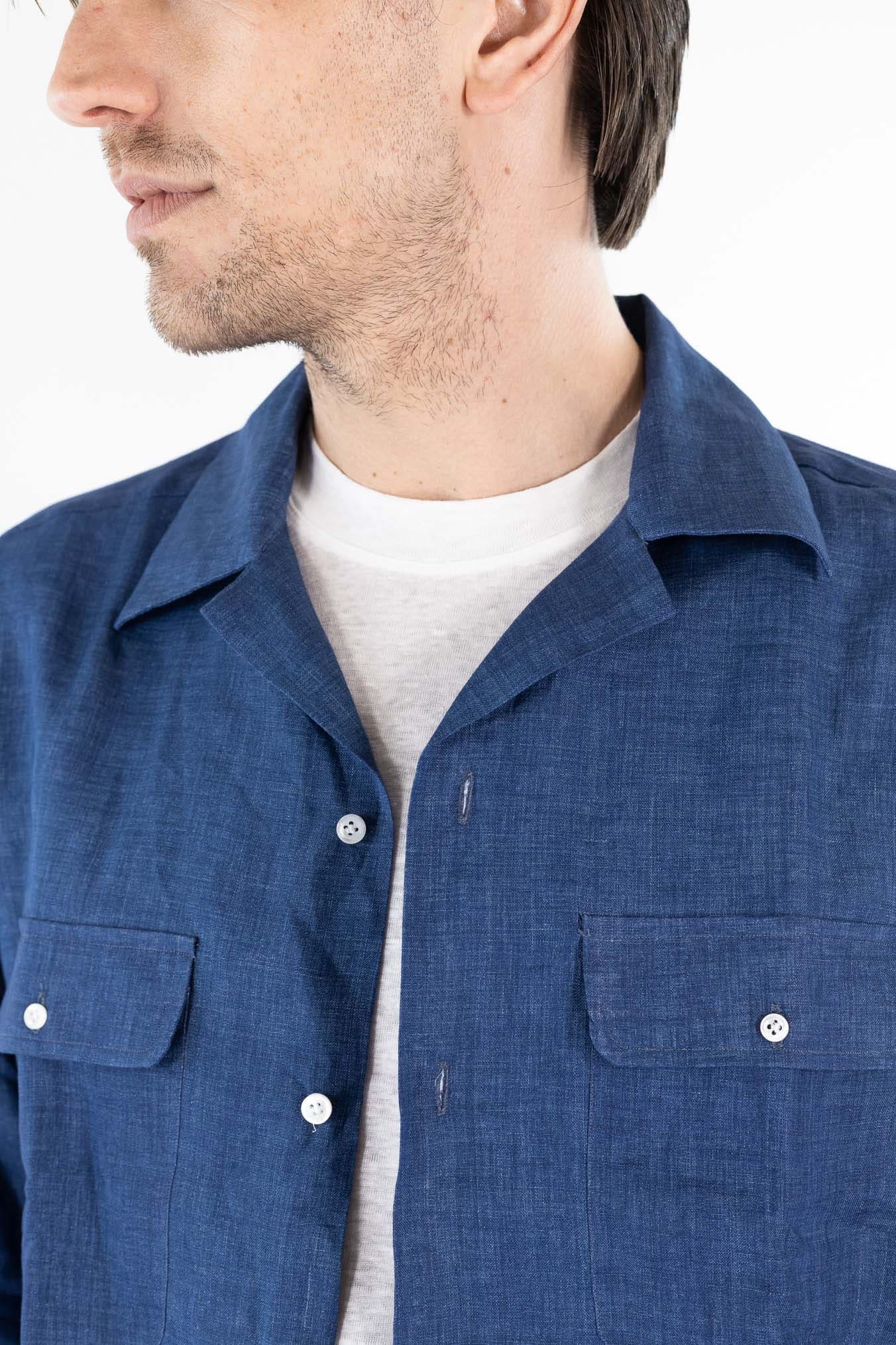 LUCIANO BARBERA Overshirt Lino Bluette