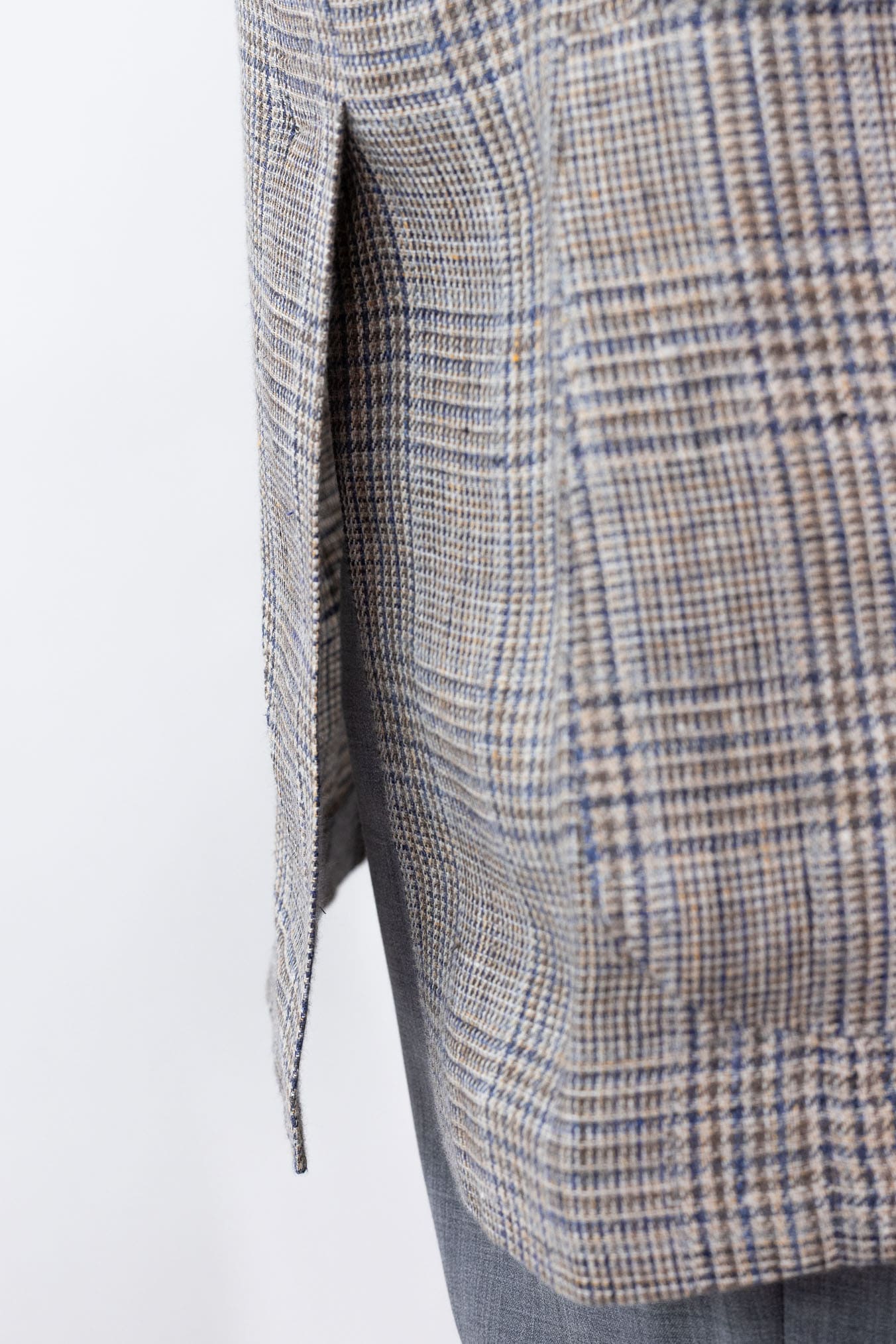 LUCIANO BARBERA Giacca Principe di Galles Lino Beige