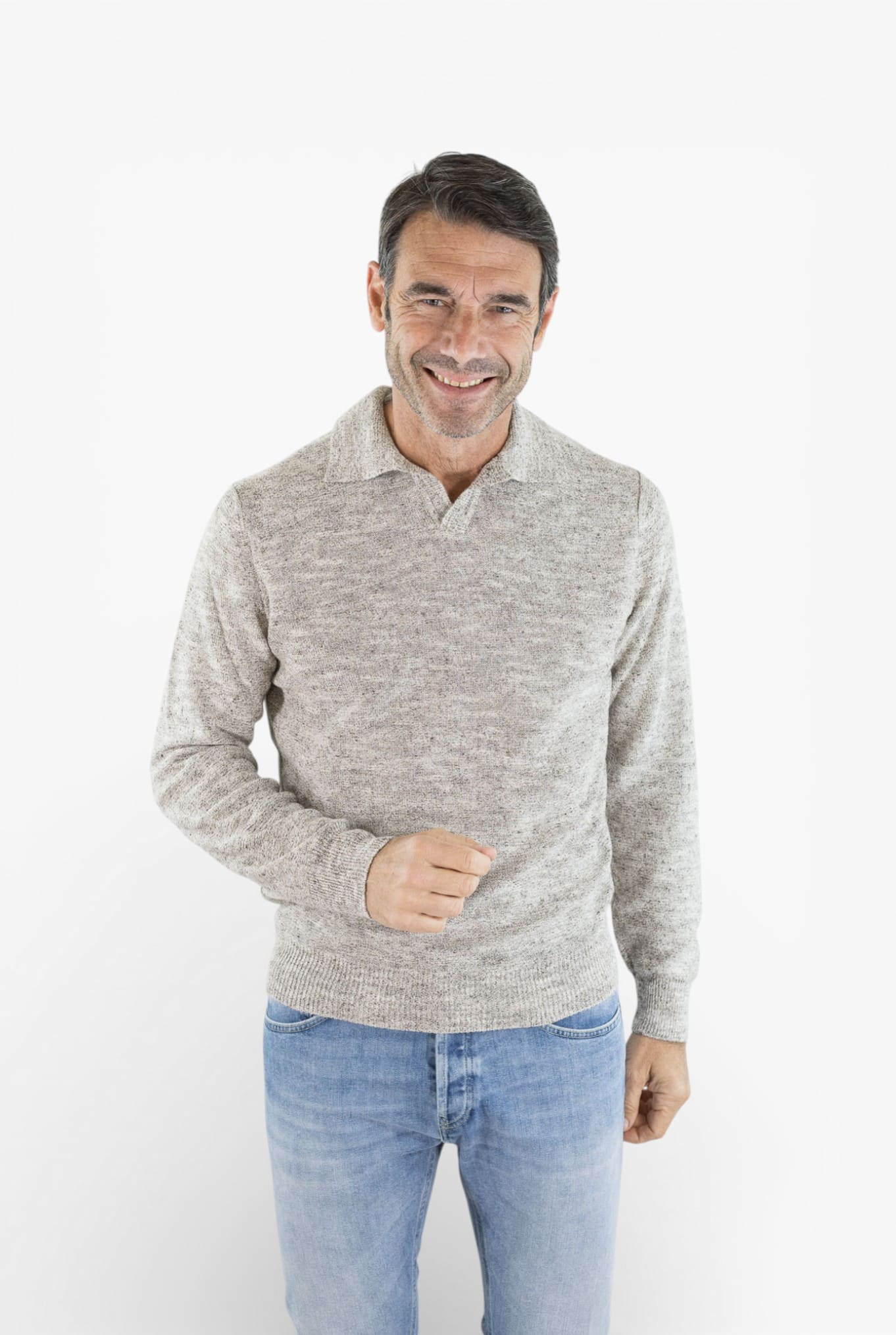 LUCIANO BARBERA Polo Maniche Lunghe Beige Mélange