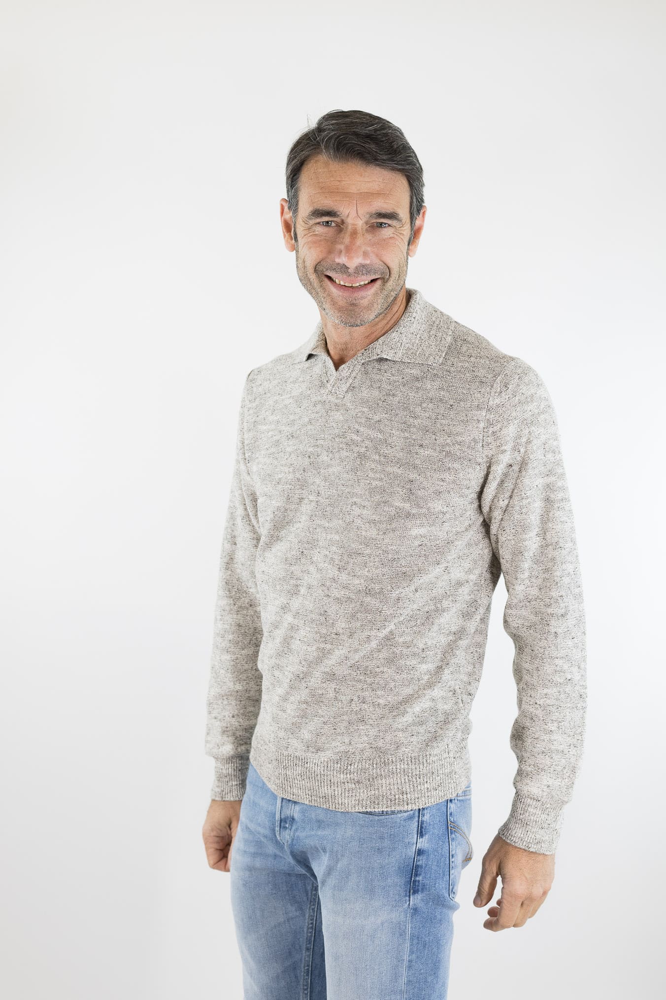 LUCIANO BARBERA Polo Maniche Lunghe Beige Mélange