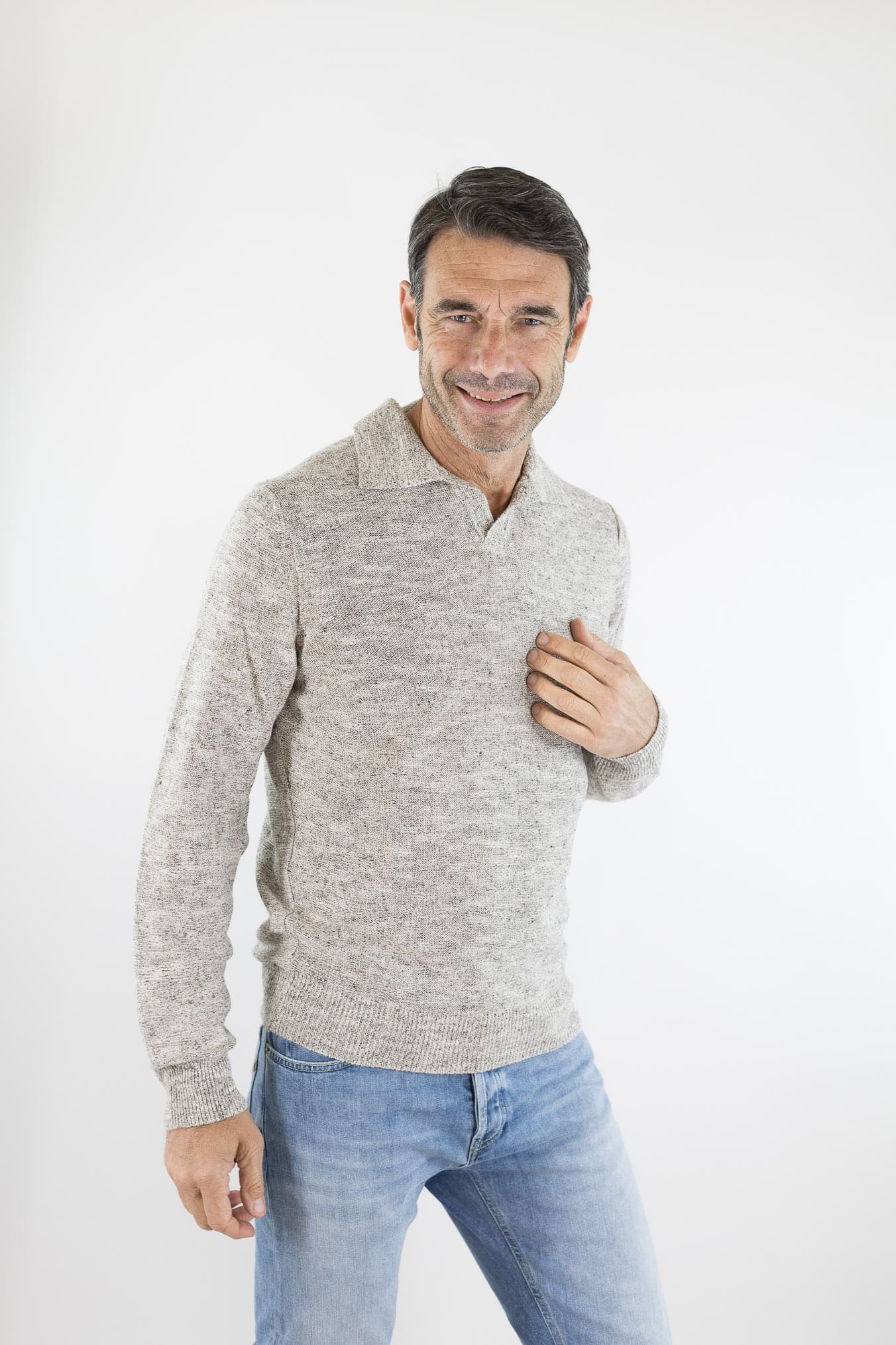 LUCIANO BARBERA Polo Maniche Lunghe Beige Mélange