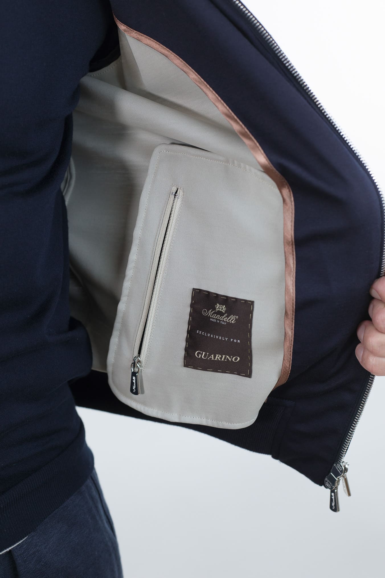 MANDELLI Giubbino Jersey Lana Blu Loro Piana