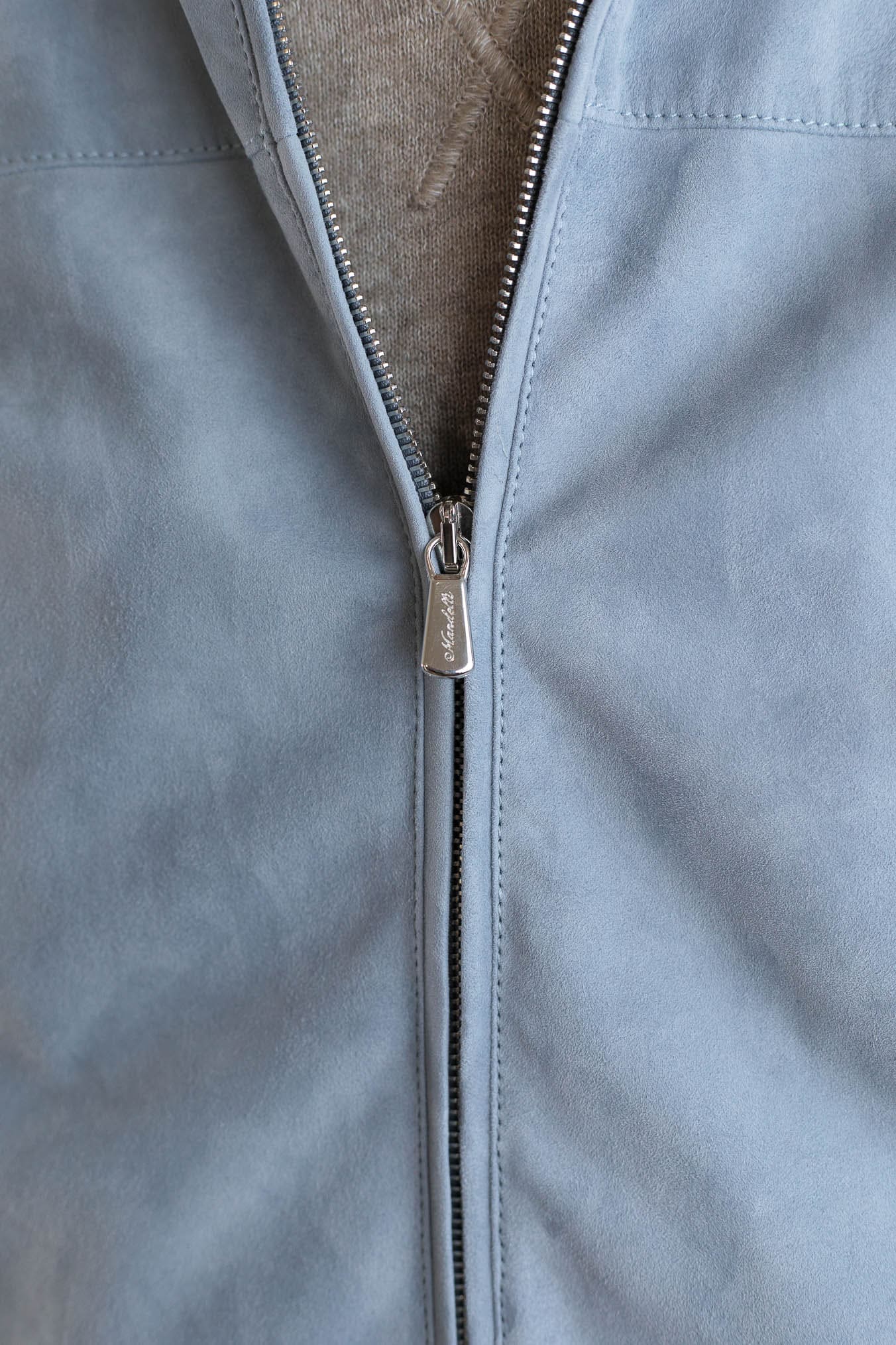 MANDELLI Gilet Suede Celeste Polvere