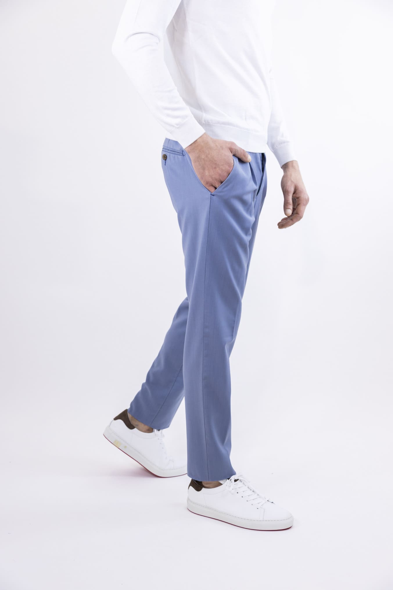 MYTHS Pantaloni Fresco Lana con Pinces Avio